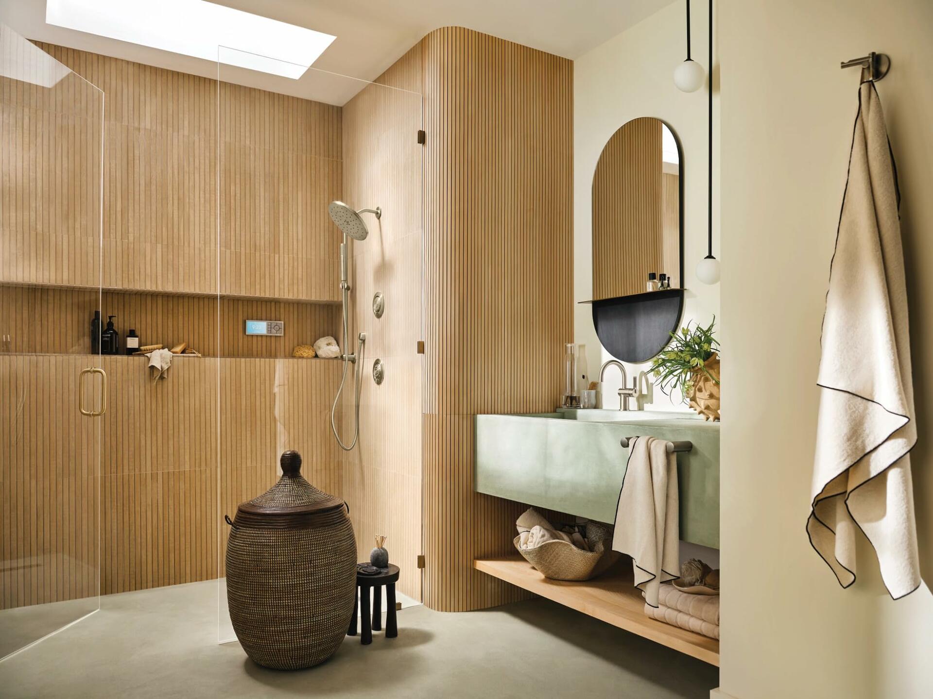 MOEN Level 3887EPBN Modern Eco-Performance Handshower Handheld Shower with 30-Inch Slide Bar and 69-Inch Metal Hose in Brushed Nickel