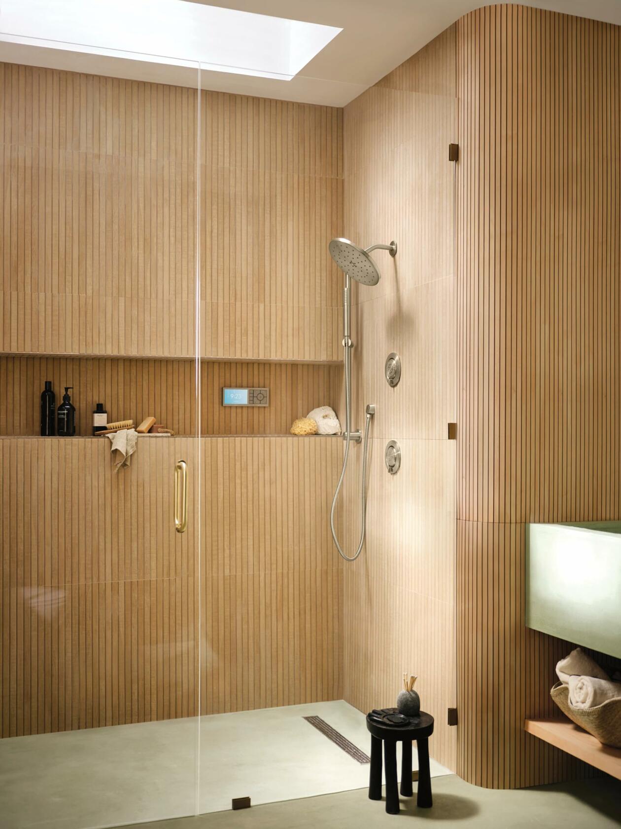 MOEN Level 3887EPBN Modern Eco-Performance Handshower Handheld Shower with 30-Inch Slide Bar and 69-Inch Metal Hose in Brushed Nickel