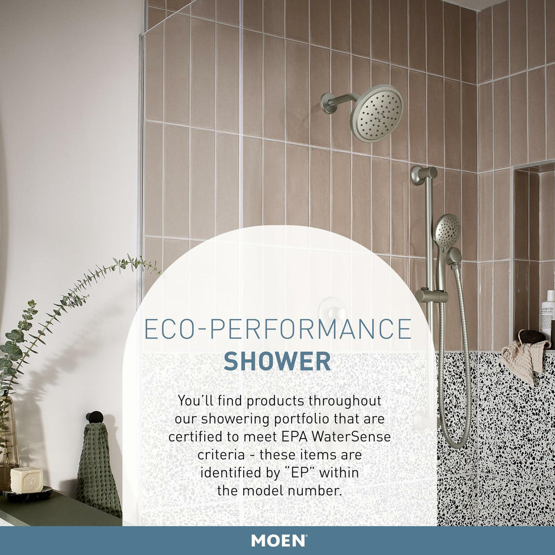 Moen Chrome Eco-Performance 5-Function Handheld Shower with 30-Inch Slide Bar and 69-Inch Hose, 3558EP