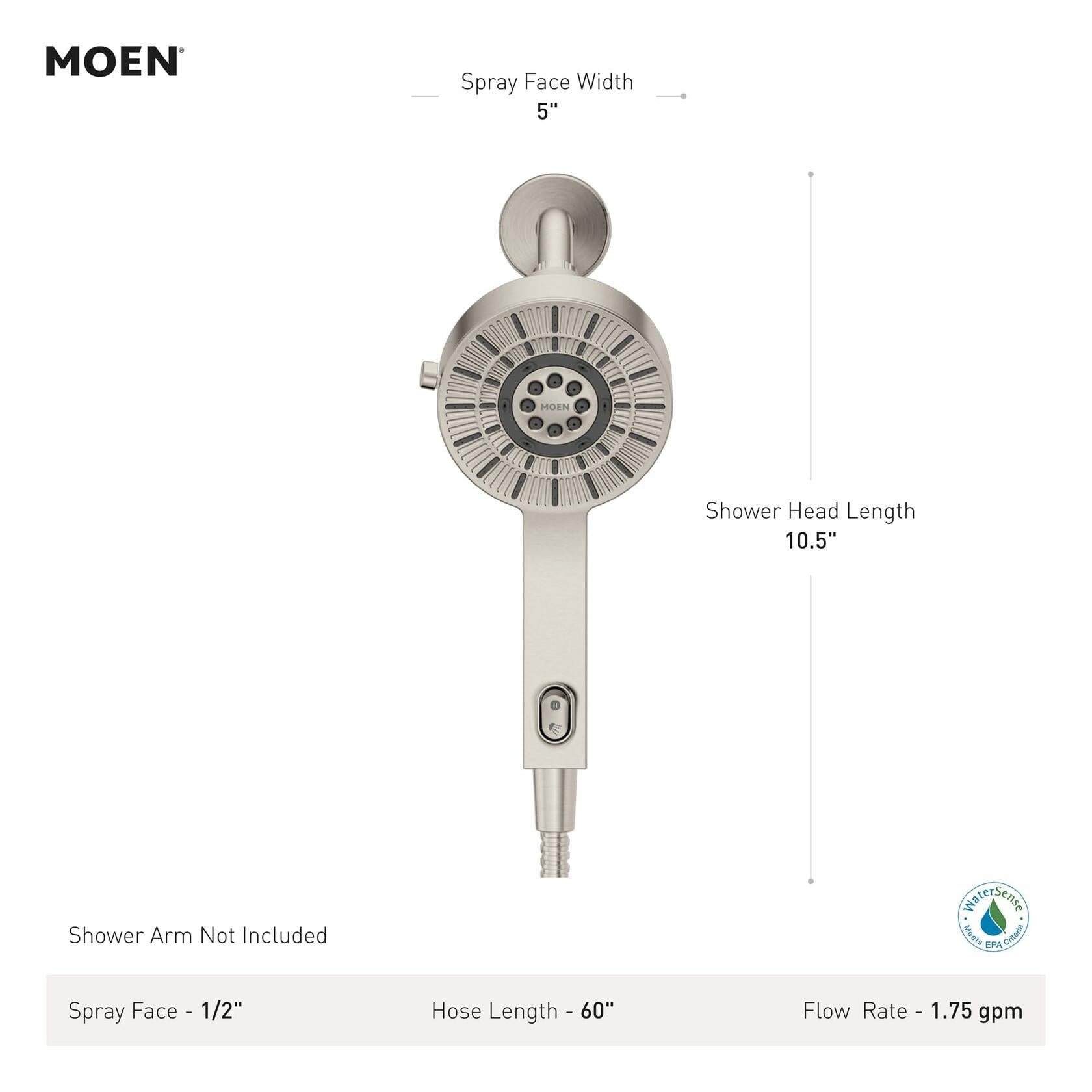 MOEN 230H2EPBL Handheld That Saves Hot Water 6 -Spray Handheld Shower Head in Matte Black