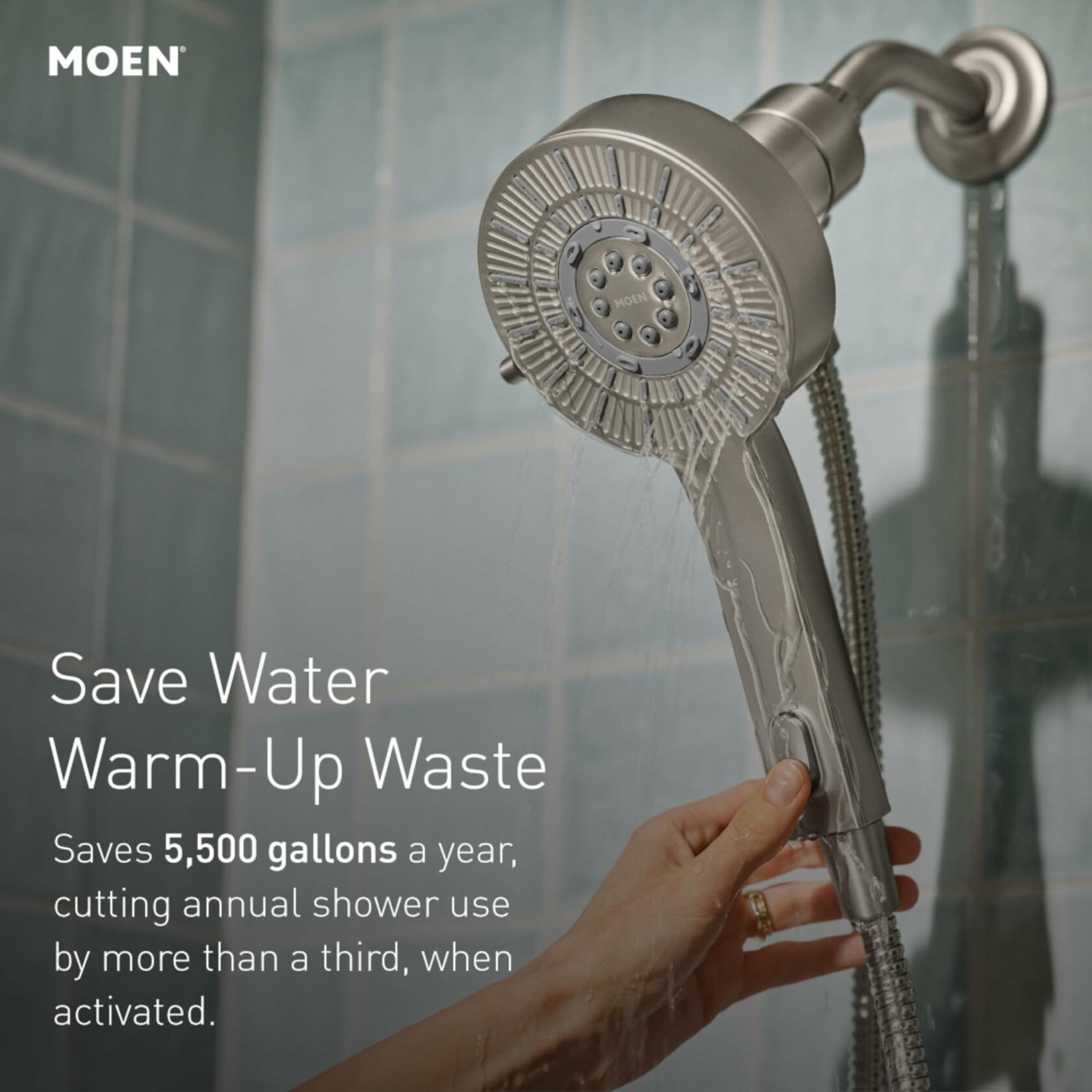MOEN 230H2EPBL Handheld That Saves Hot Water 6 -Spray Handheld Shower Head in Matte Black