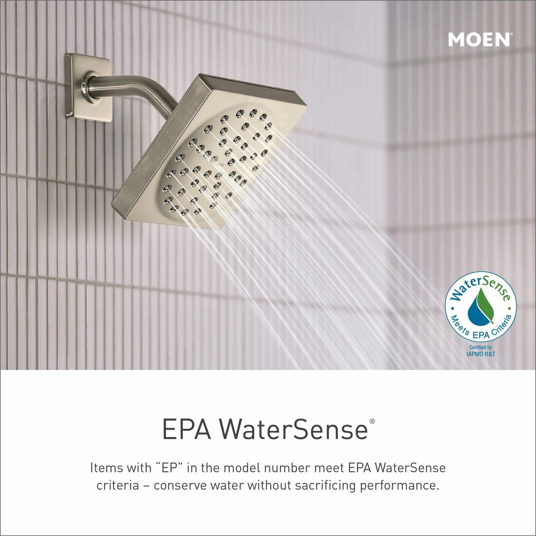 MOEN S6360EPBN 8" Eco-Performance Single-Function Rainshower Showerhead with Immersion Technology in Brushed Nickel