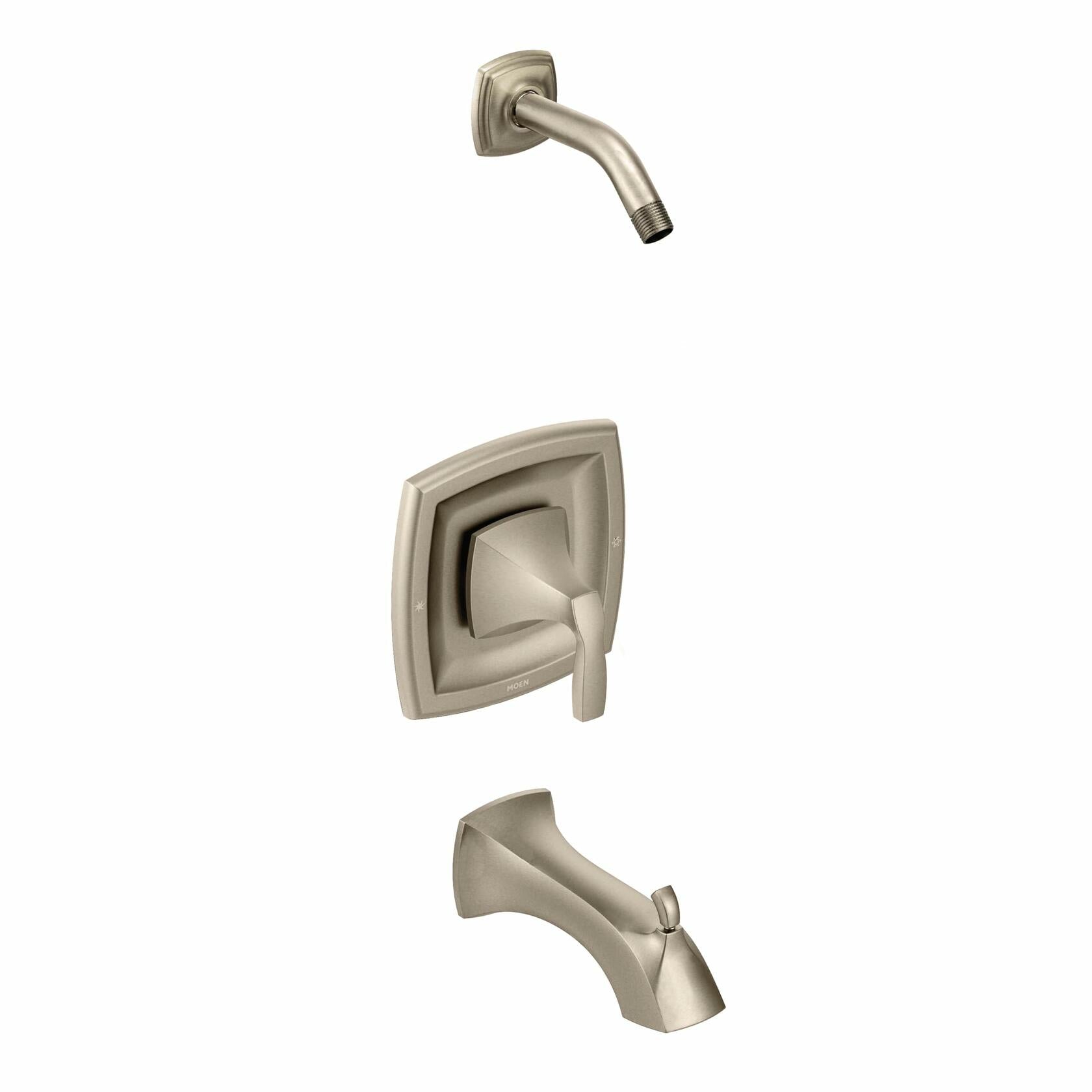 MOEN Voss T2693NHBN On-Handle Bathtub and Shower Faucet in Brushed Nickel (Valve Required)
