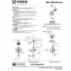 MOEN Traditional T2123 Tub and Shower Trim Package with Single Function Shower Head - Less Valve