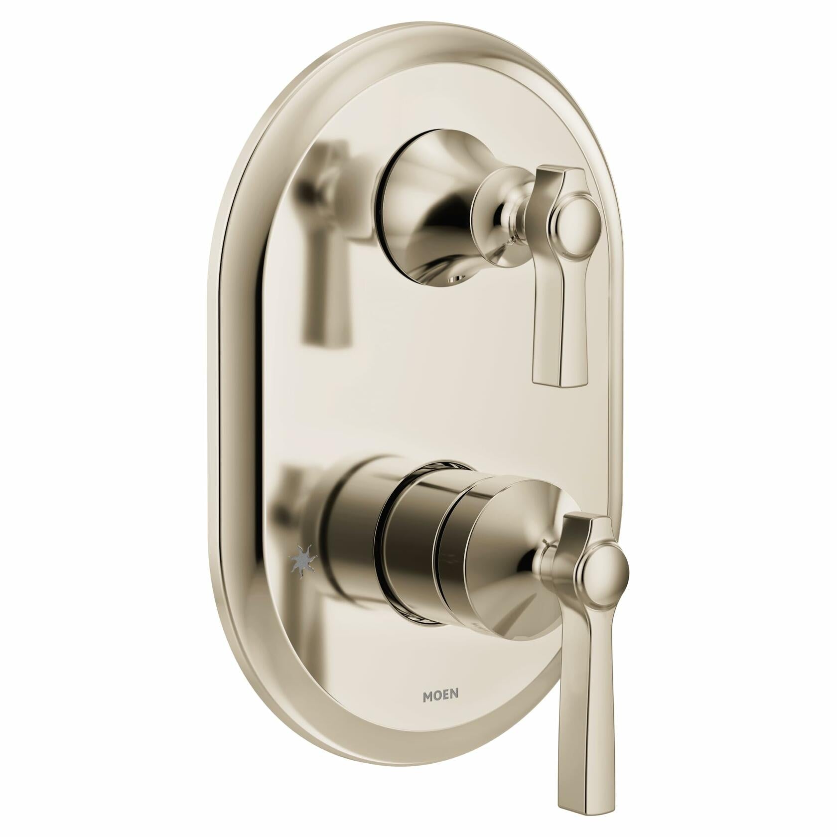 MOEN Flara UTS2411NL M-CORE 3-Series 2-Handle Shower Trim Kit with Integrated Transfer Valve in Polished Nickel (Valve Not Included)