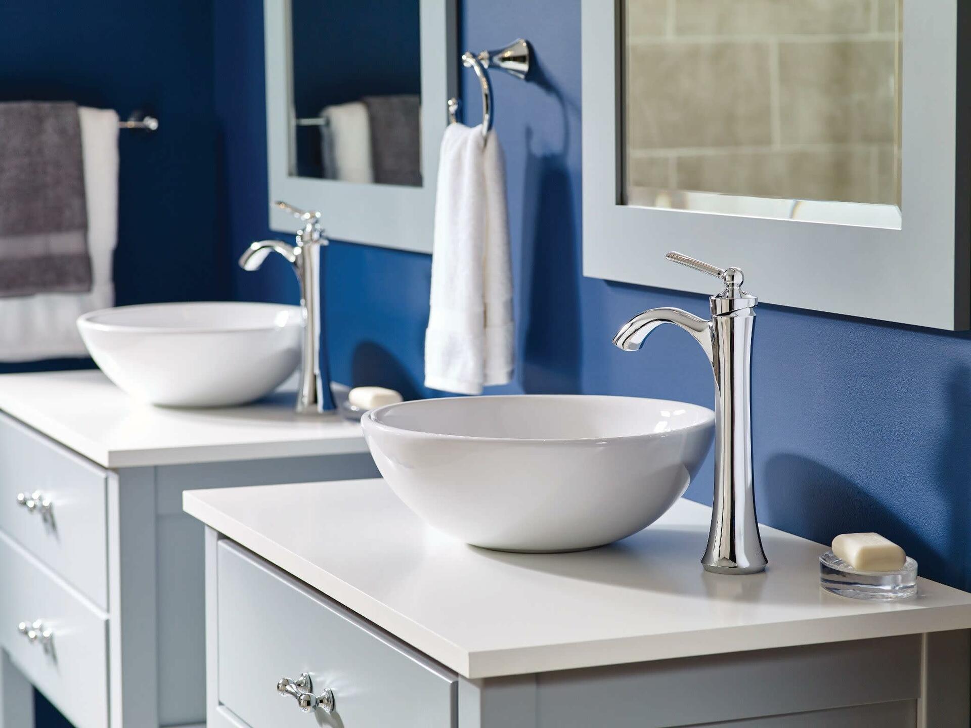 MOEN Wynford 4507 One-Handle High Arc Vessel Bathroom Faucet in Chrome