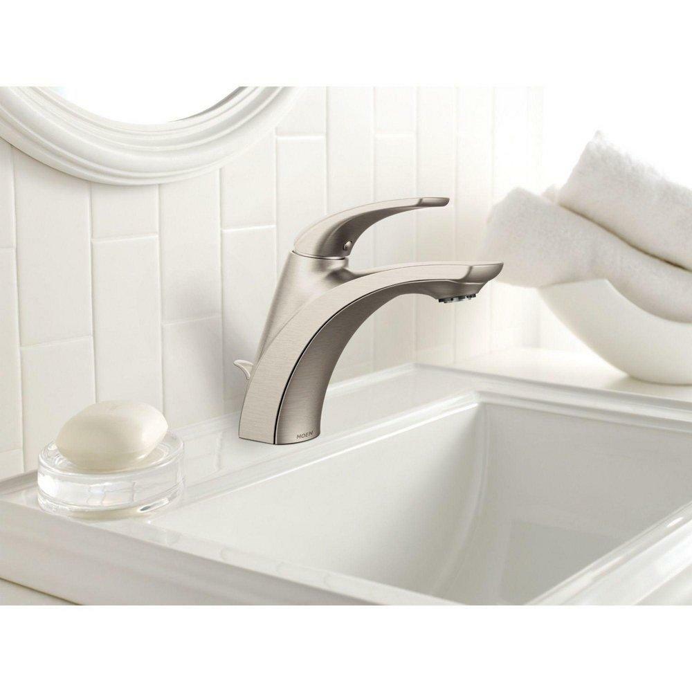 MOEN Zarina L84533SRN One-Handle Bathroom Sink Faucet in Spot Resist Brushed Nickel (Drain Included) - Like New