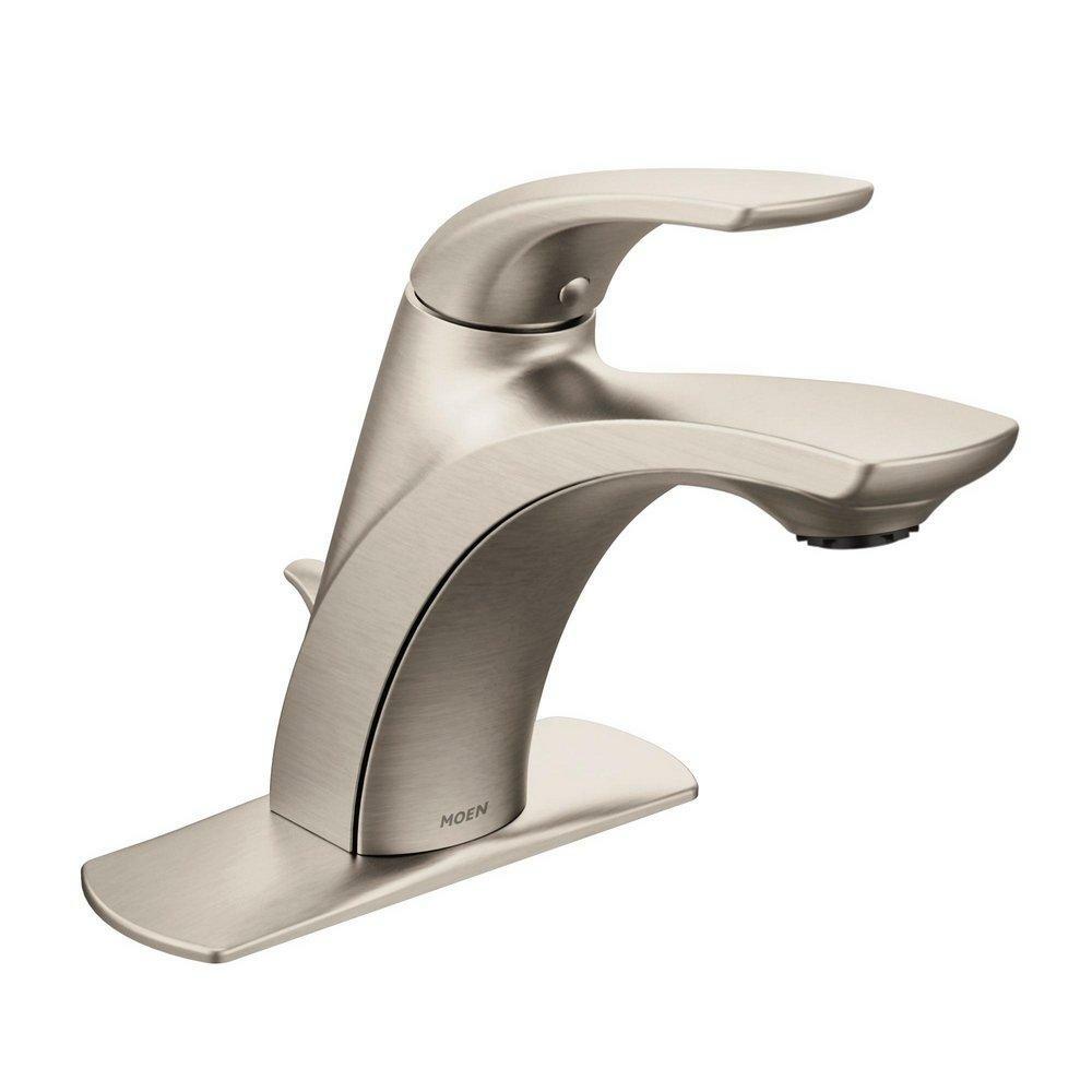 MOEN Zarina L84533SRN One-Handle Bathroom Sink Faucet in Spot Resist Brushed Nickel (Drain Included) - Like New