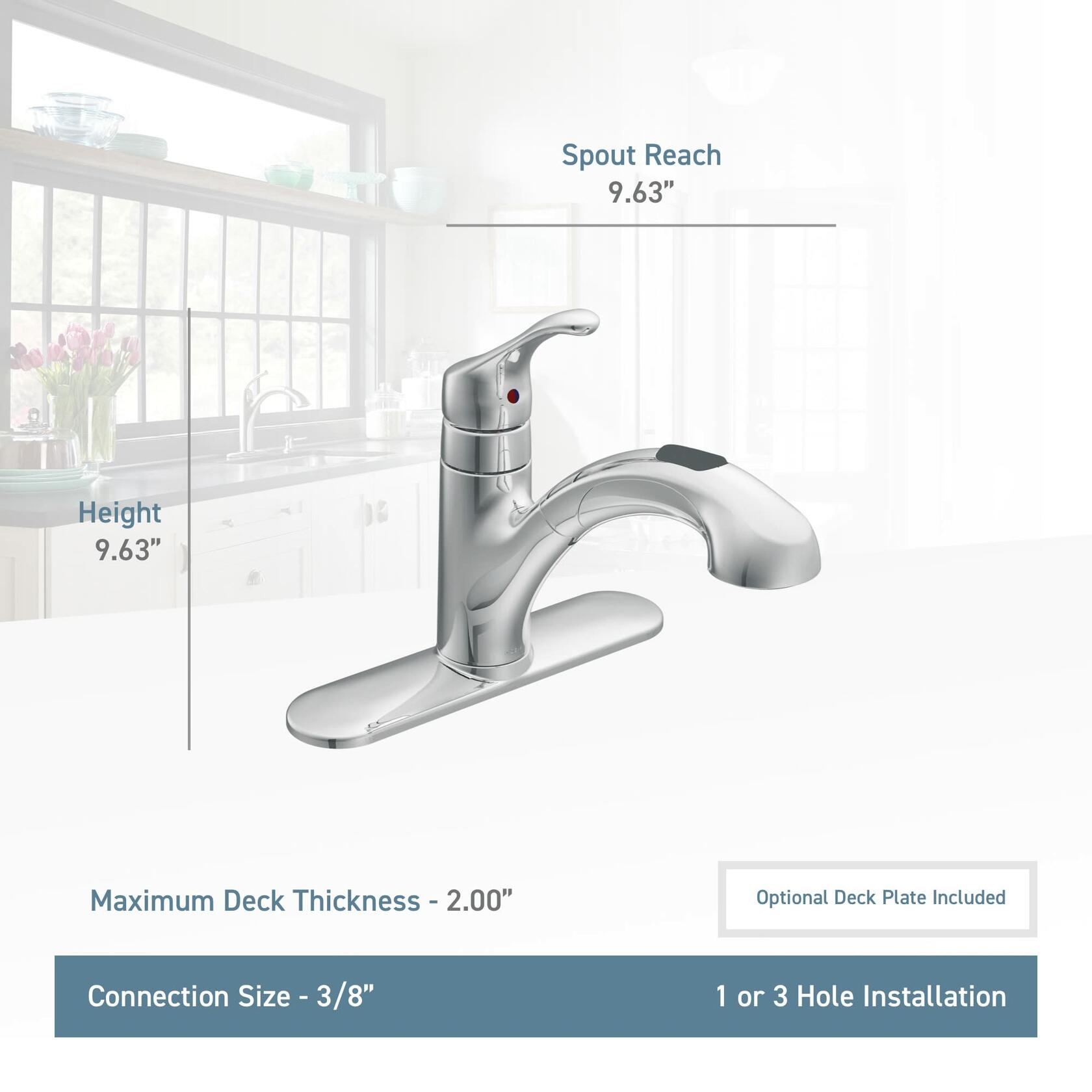 MOEN Renzo CA87316W Single-Handle Pull-Out Sprayer Kitchen Faucet in Glacier - Like New