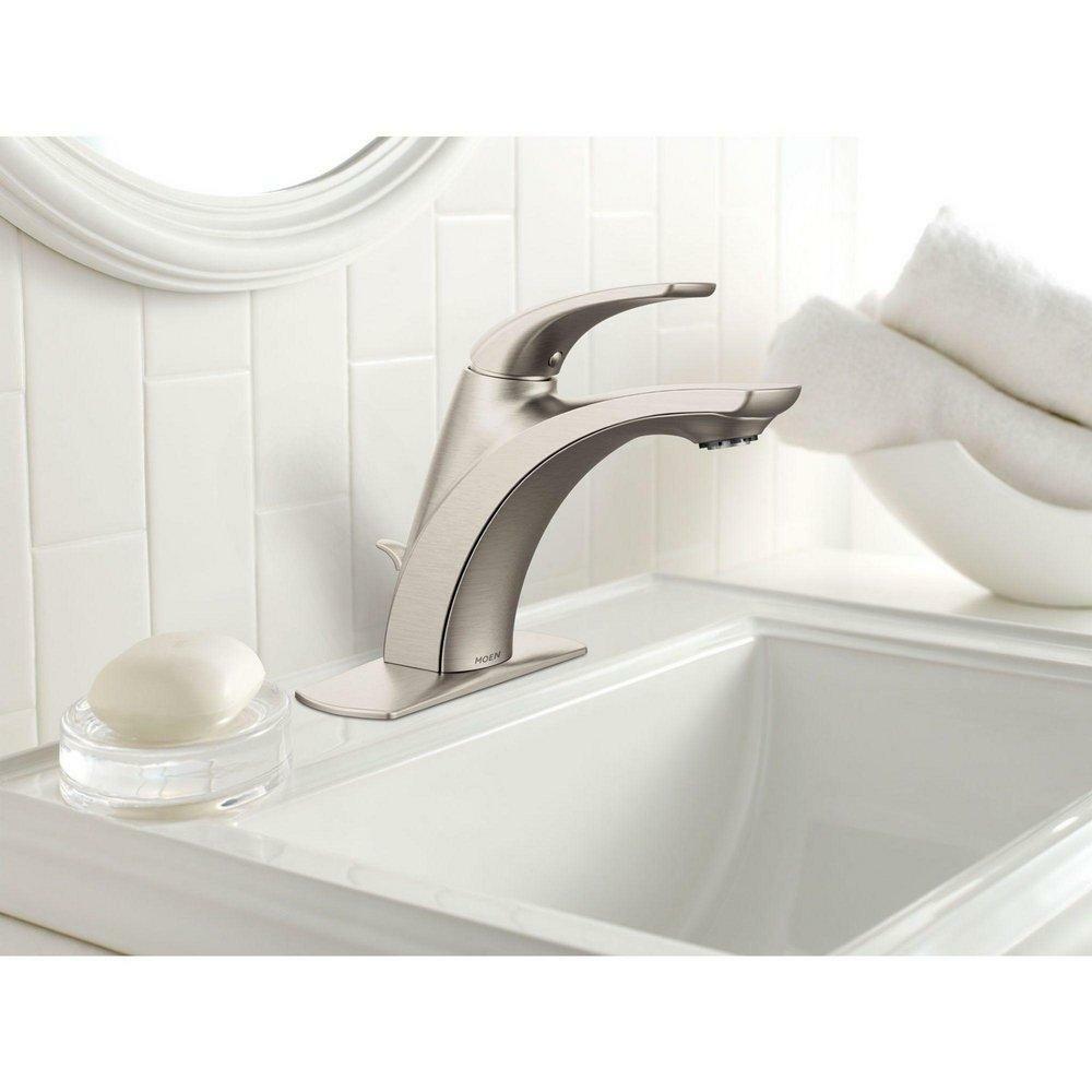 MOEN Zarina L84533SRN One-Handle Bathroom Sink Faucet in Spot Resist Brushed Nickel (Drain Included) - Like New