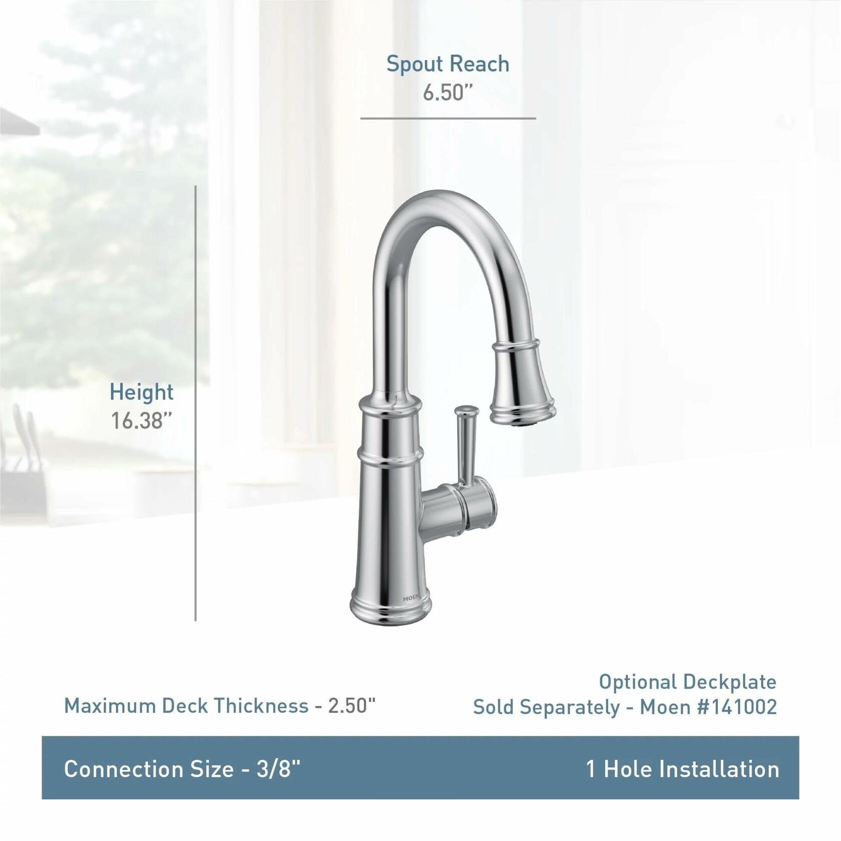 MOEN Belfield 6260SRS One-Handle Pulldown Bar Faucet in in Spot Resist Stainless