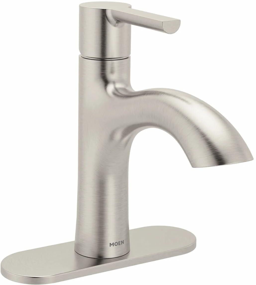 MOEN Idris 84577SRN One-Handle Bathroom Sink Faucet in Spot Resist Brushed Nickel