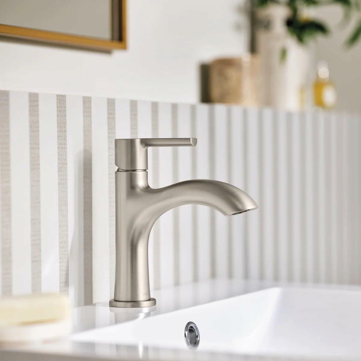 MOEN Idris 84577SRN One-Handle Bathroom Sink Faucet in Spot Resist Brushed Nickel