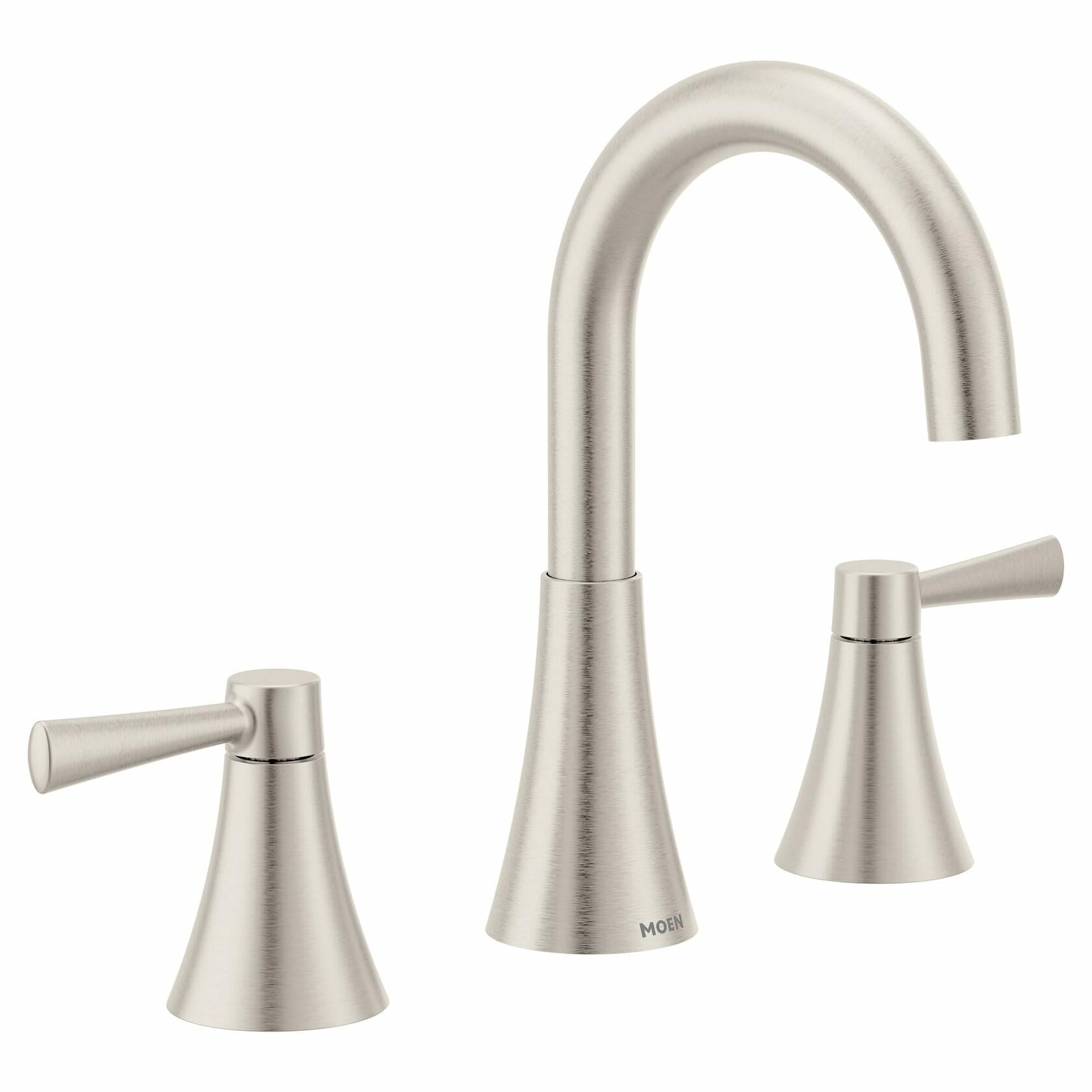 Moen Ronan Spot Resist Brushed Nickel Two-Handle Widespread Modern Bathroom Faucet, Valve Included, 84023SRN - Like New