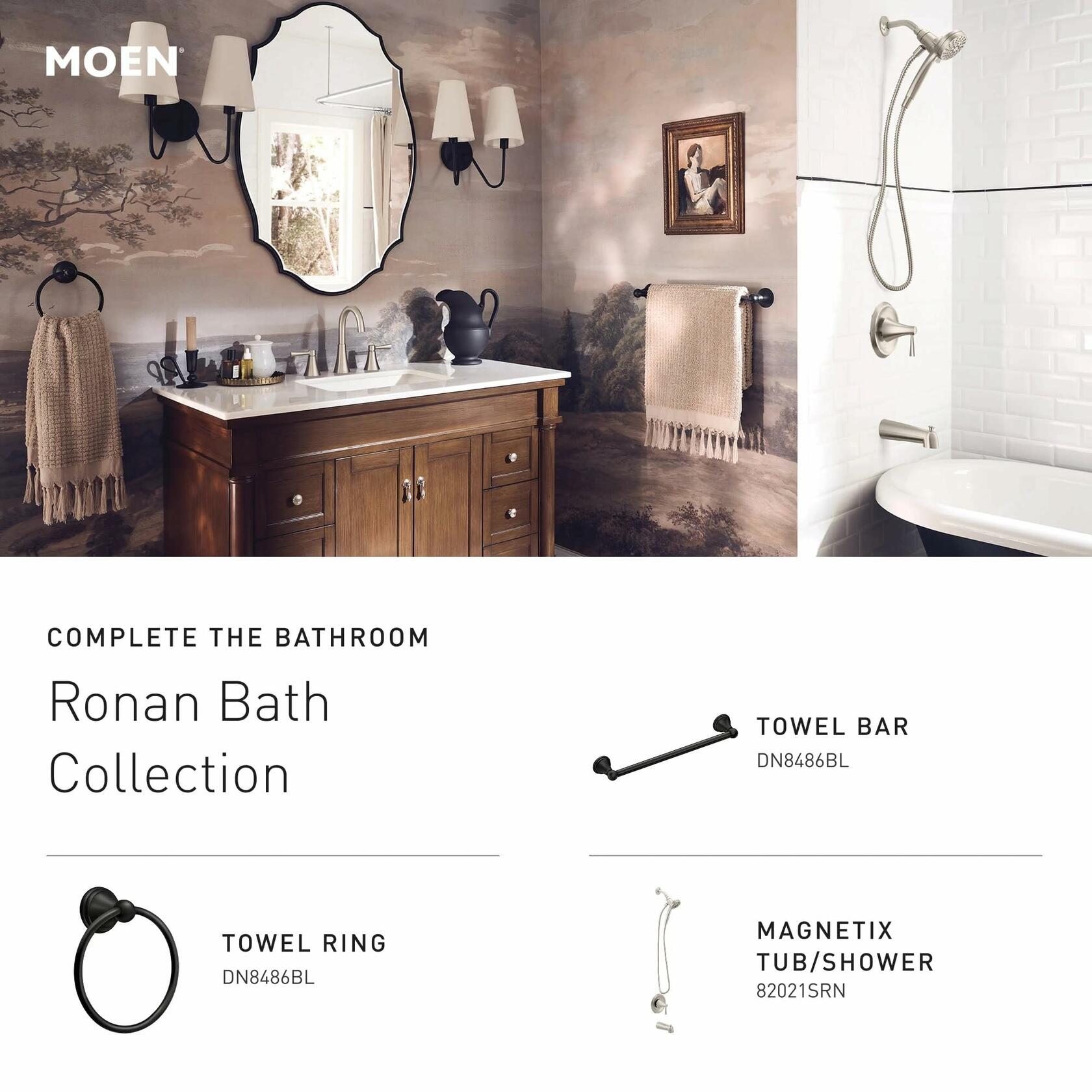 Moen Ronan Spot Resist Brushed Nickel Two-Handle Widespread Modern Bathroom Faucet, Valve Included, 84023SRN - Like New