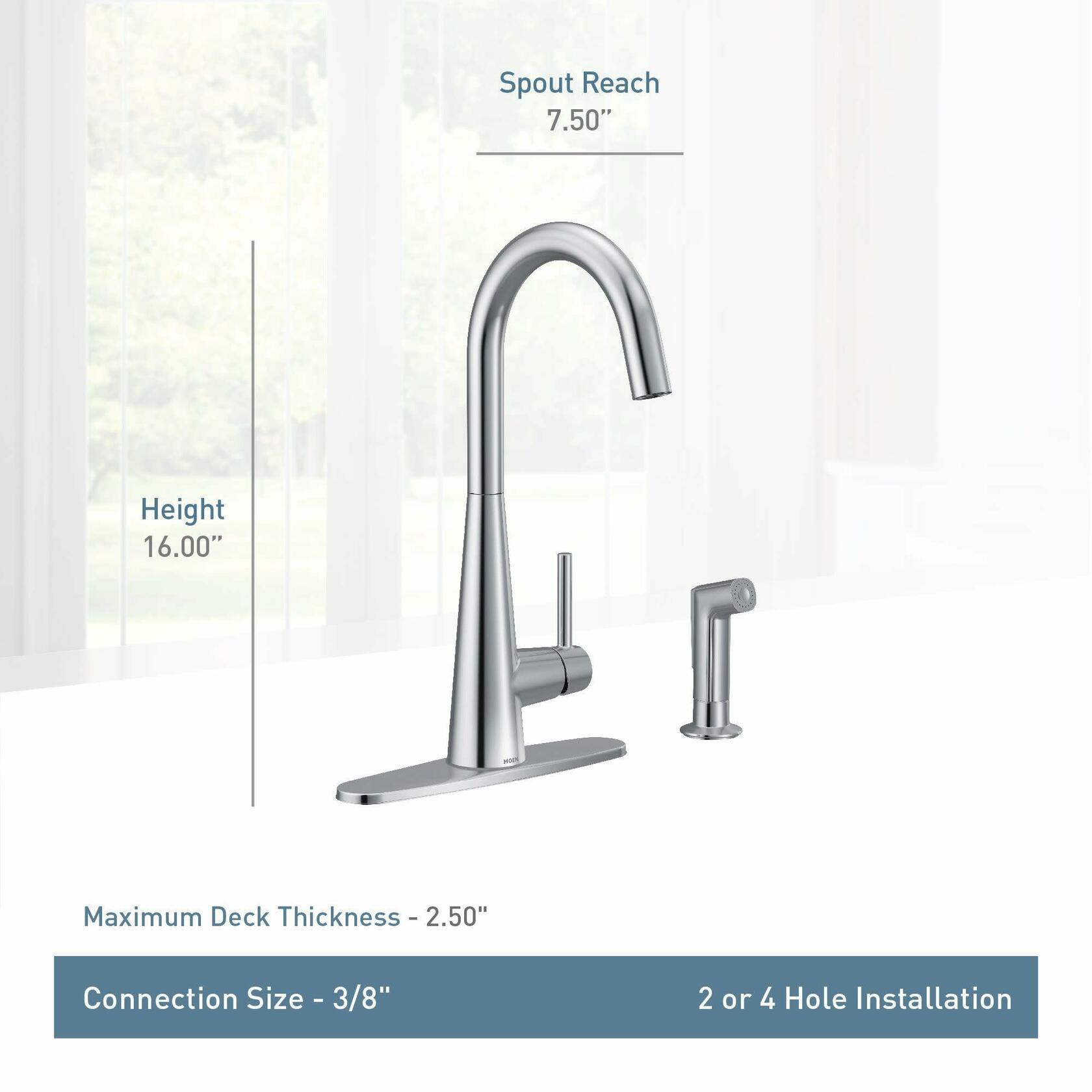 MOEN Sleek 7870SRS One-Handle High Arc Kitchen Faucet with Side Spray in Spot Resist Stainless - Like New
