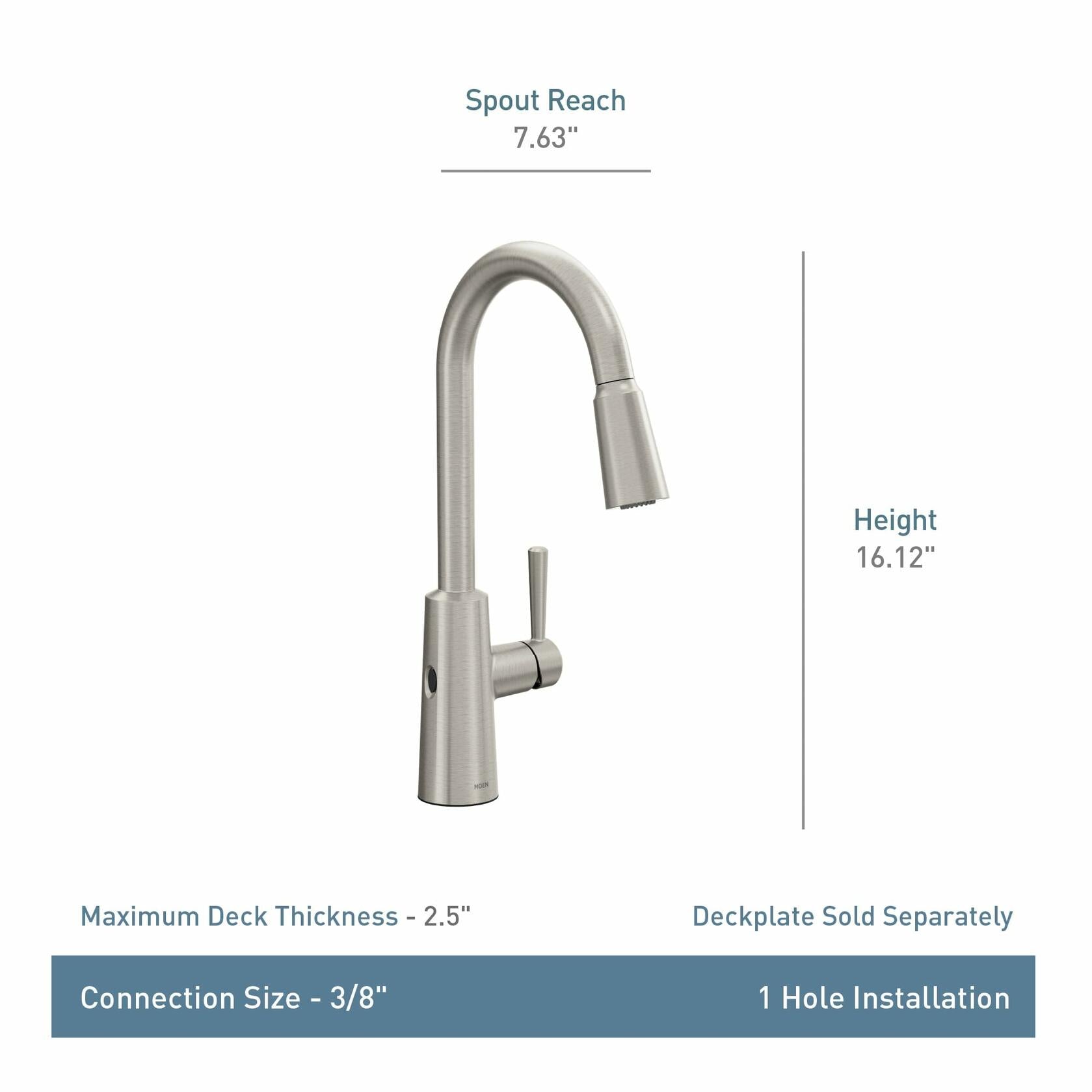 MOEN Riley Touchless 7402EWSRS One-Handle Pull-Down Sprayer Kitchen Faucet in Spot Resist Stainless - Like New