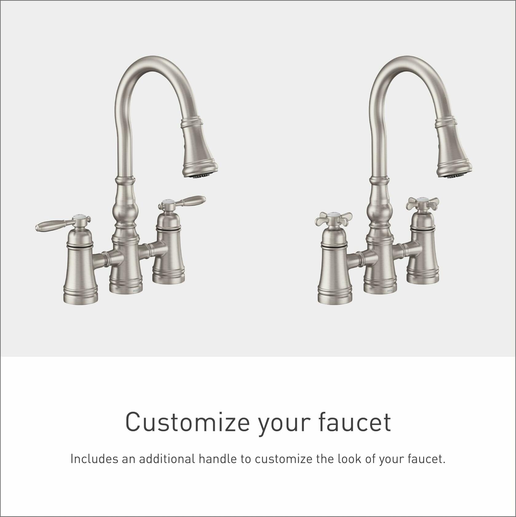 MOEN Weymouth S73204SRS Double Handle Deck Mount Bridge Kitchen Faucet in Spot Resist Stainless Steel - Like New