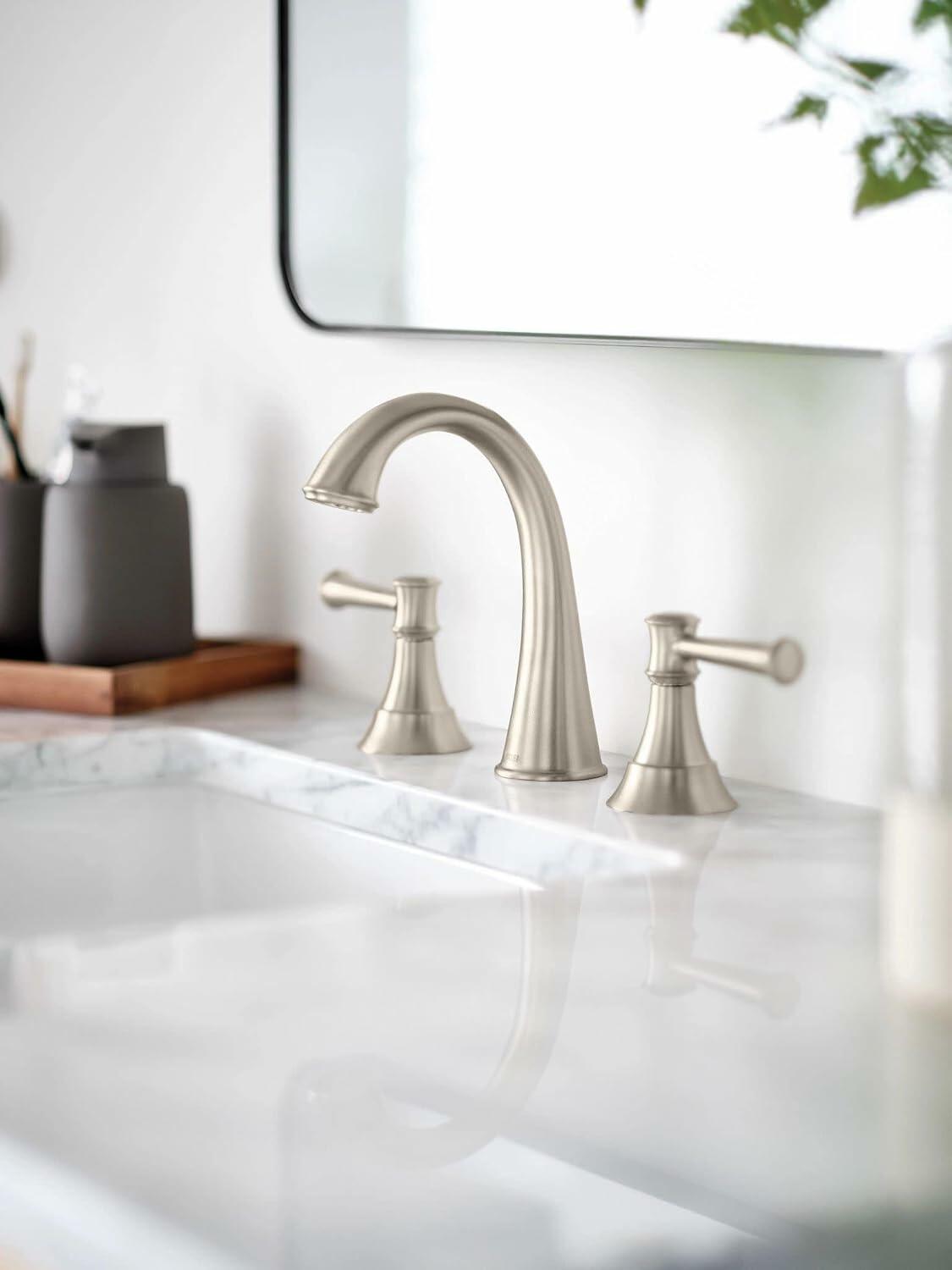MOEN Gilmour 84756SRN 2-Handle Widespread Bathroom Sink Faucet in Spot Resist Brushed Nickel - Like New