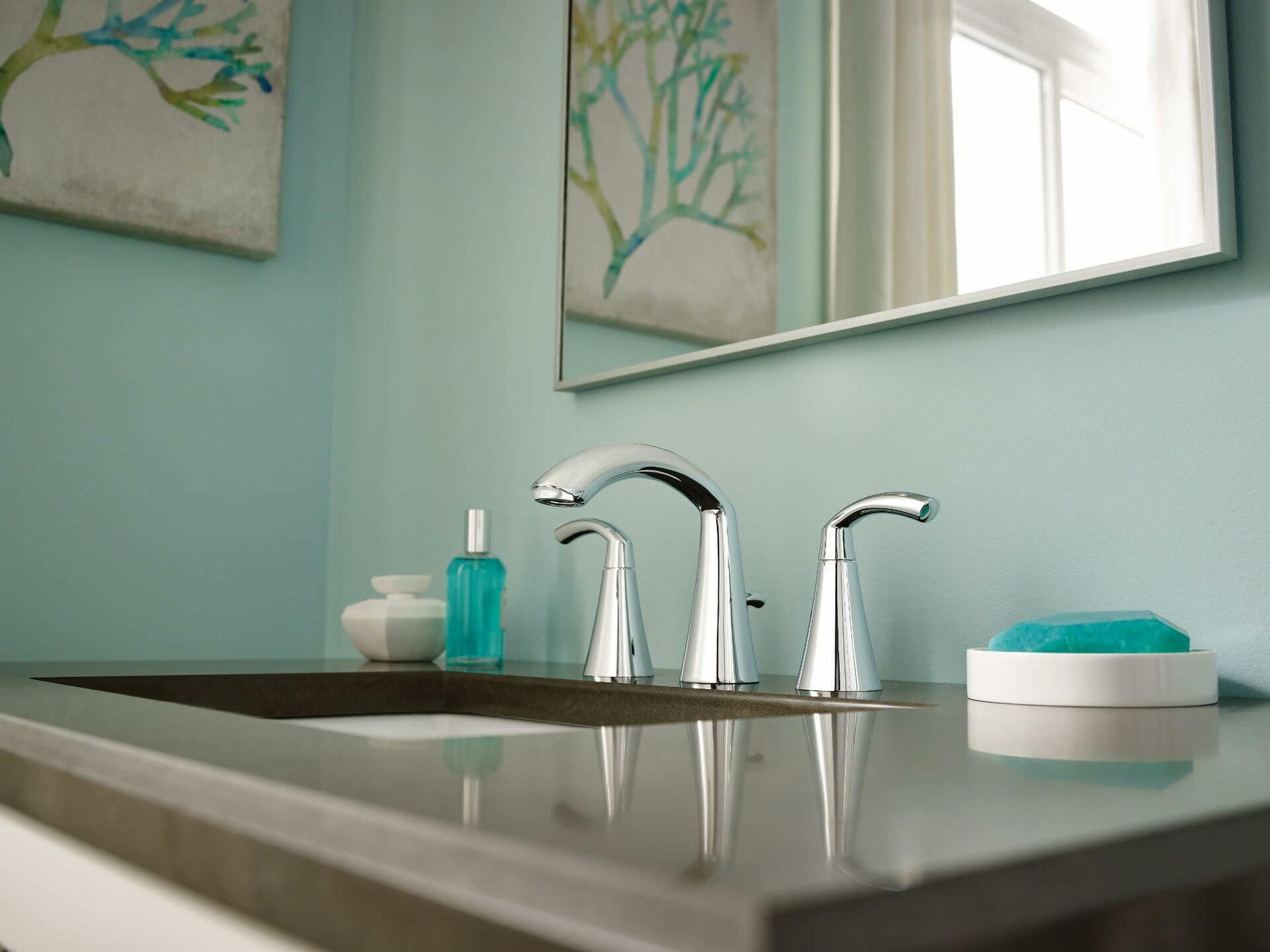 MOEN Glyde T6173BN Two-Handle Widespread High Arc Bathroom Sink Faucet in Brushed Nickel (Valve Required) - Like New