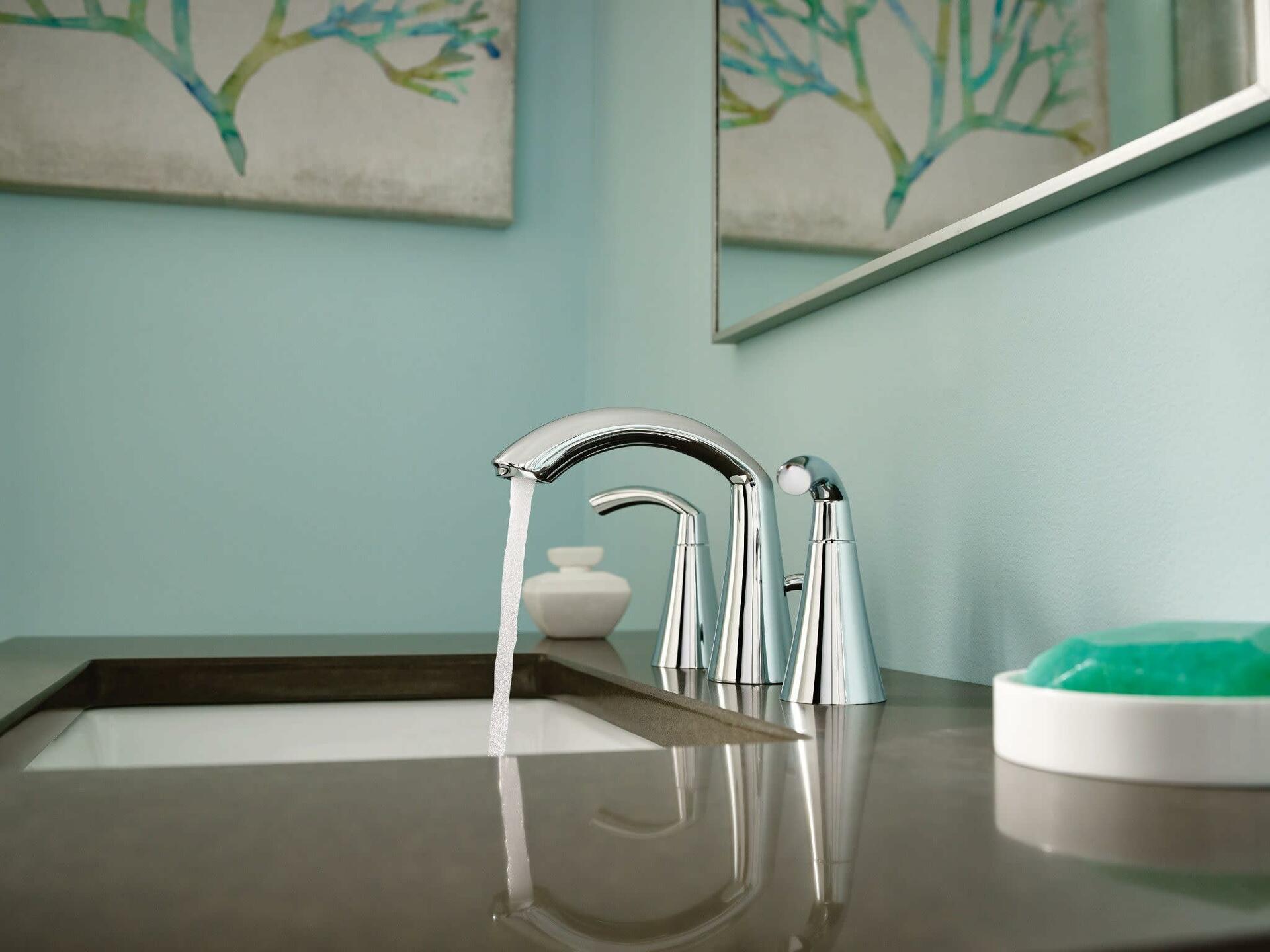 MOEN Glyde T6173BN Two-Handle Widespread High Arc Bathroom Sink Faucet in Brushed Nickel (Valve Required) - Like New