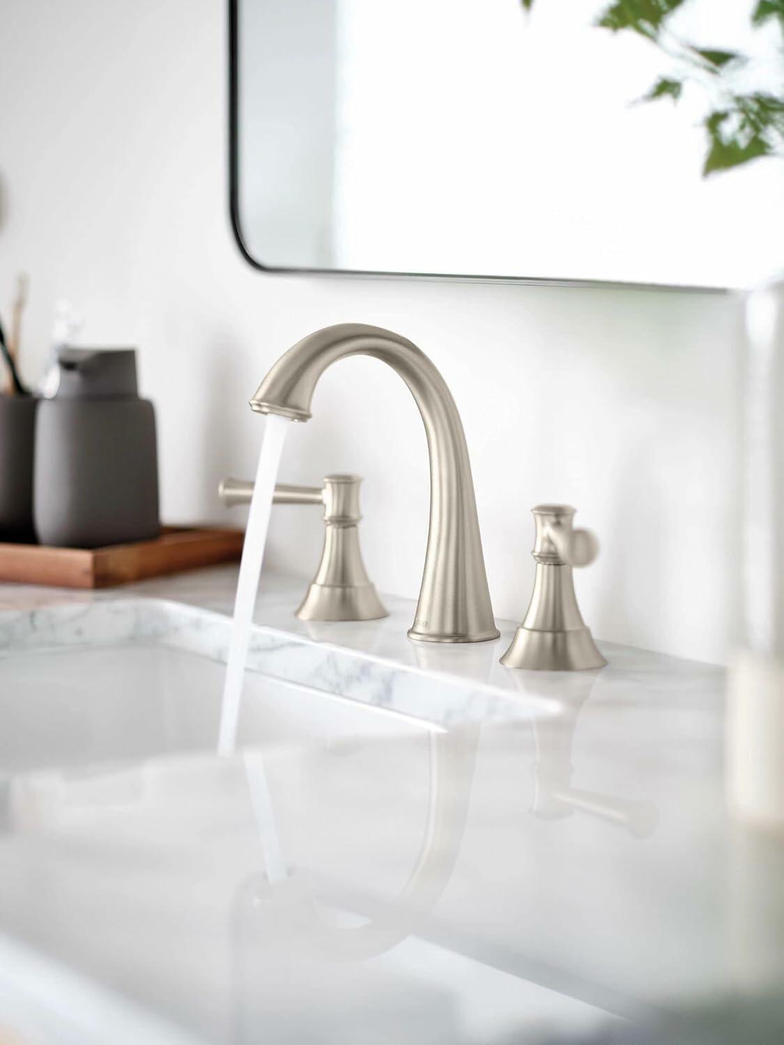 MOEN Gilmour 84756SRN 2-Handle Widespread Bathroom Sink Faucet in Spot Resist Brushed Nickel - Like New