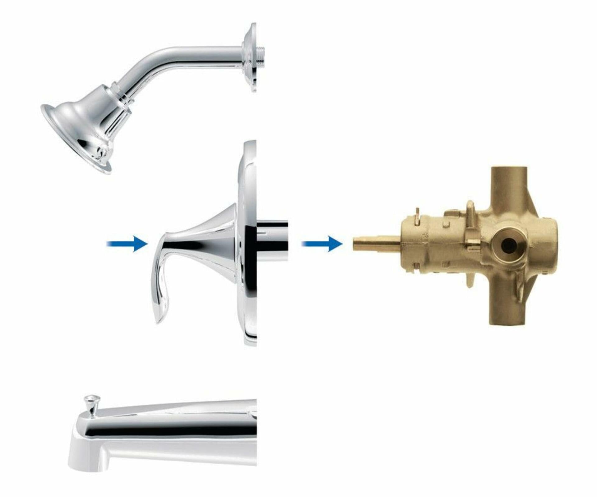 Moen Eva Chrome Posi-Temp Tub and Shower Trim Kit, Valve Required, T2133