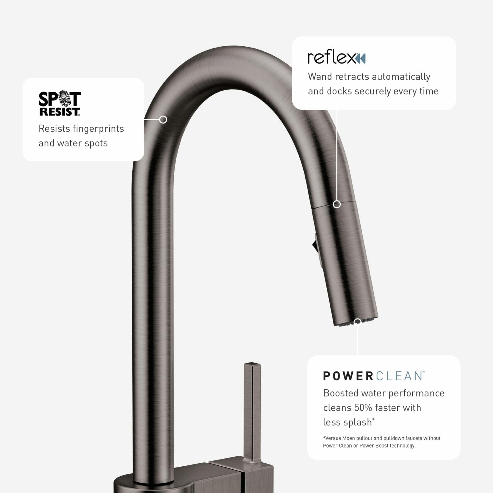 Moen 7565EVBLS Align Smart Touchless Pull Down Sprayer Kitchen Faucet with Voice Control and Power Boost, Spot Resist Black Stainless