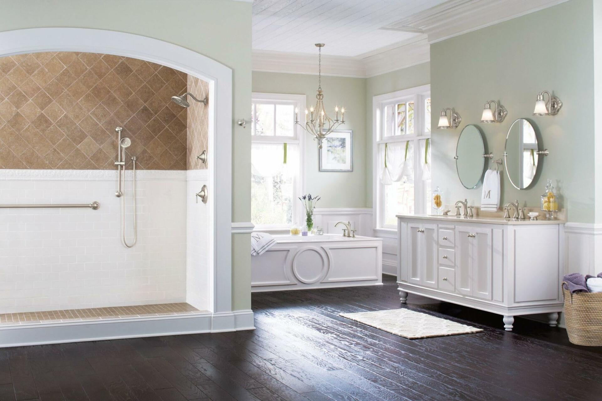 Moen T654BN Wynford Two-Handle Diverter Roman Tub Faucet Includes Hand Shower without Valve, Brushed Nickel