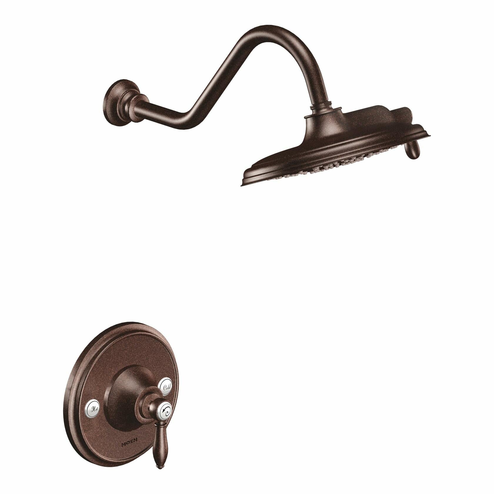 Moen TS32102ORB Weymouth Posi-Temp Shower Trim Kit, Valve Required, including 9-Inch 2-Spray Eco-Performance Rainshower, Oil Rubbed Bronze