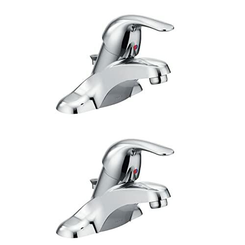Moen Adler 2-Pack Chrome 1-Handle 4-in Centerset WaterSense Bathroom Sink Faucet with Drain with Deck Plate