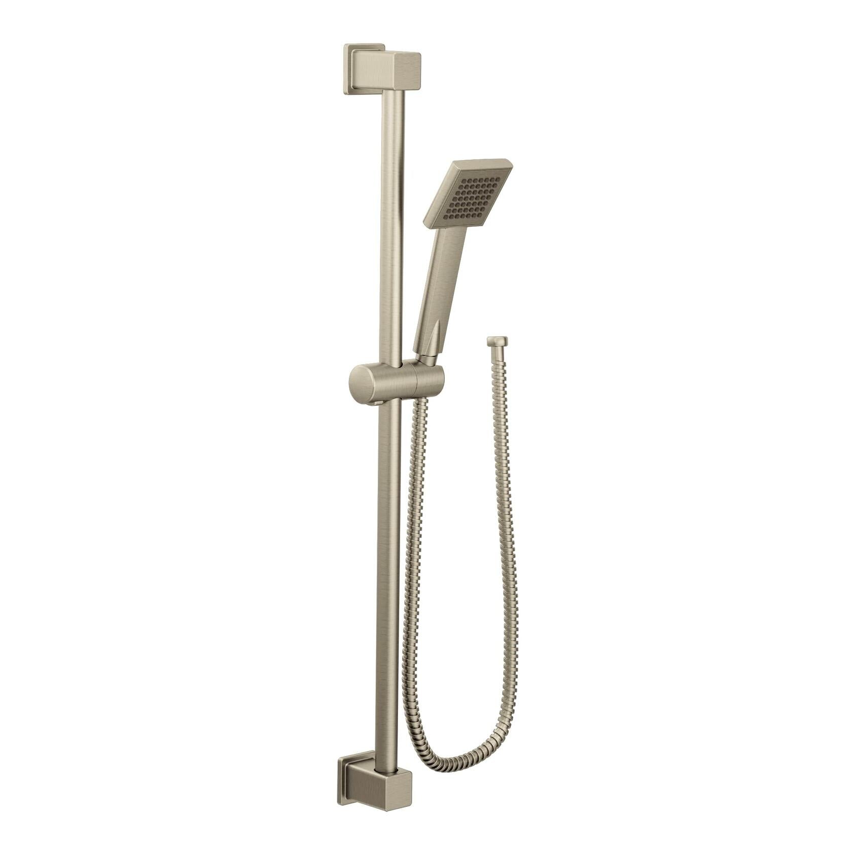 Moen 90 Degree Brushed Nickel Modern Eco-Performance Handshower Handheld Shower with 30-Inch Slide Bar and 69-Inch Metal Hose, S3879EPBN