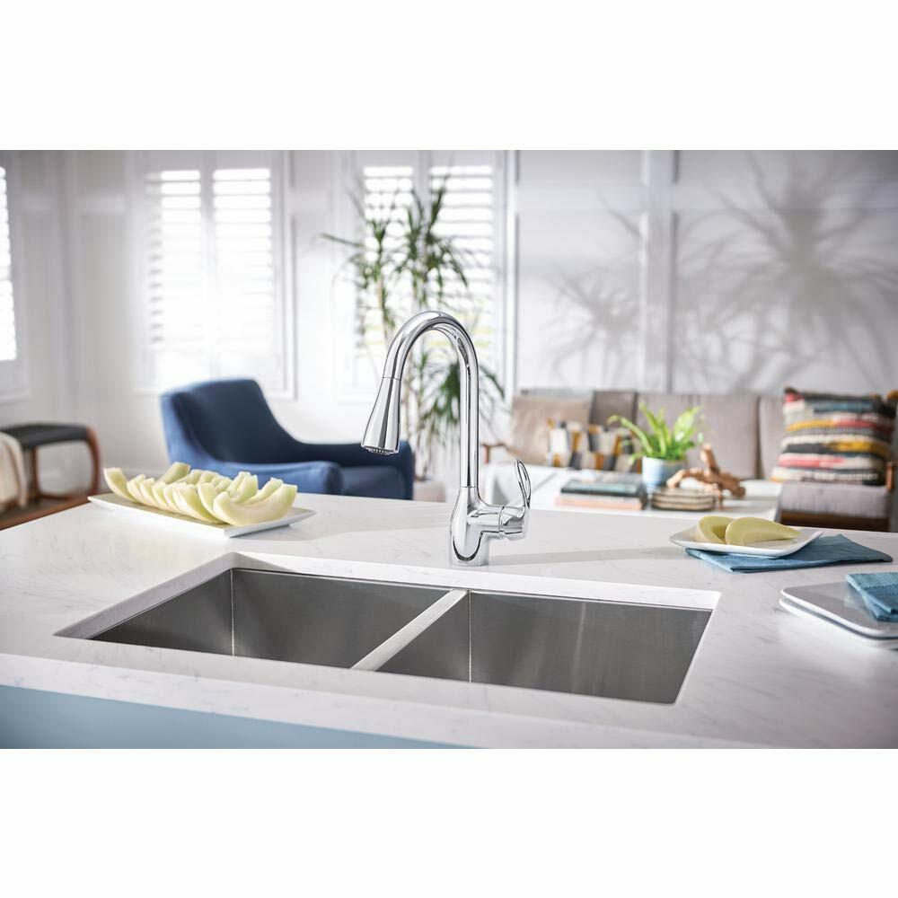 Moen CA87011 Single Handle Kitchen Faucet with Pullout Spray from the Kleo Collection (Low Lead Compliant)