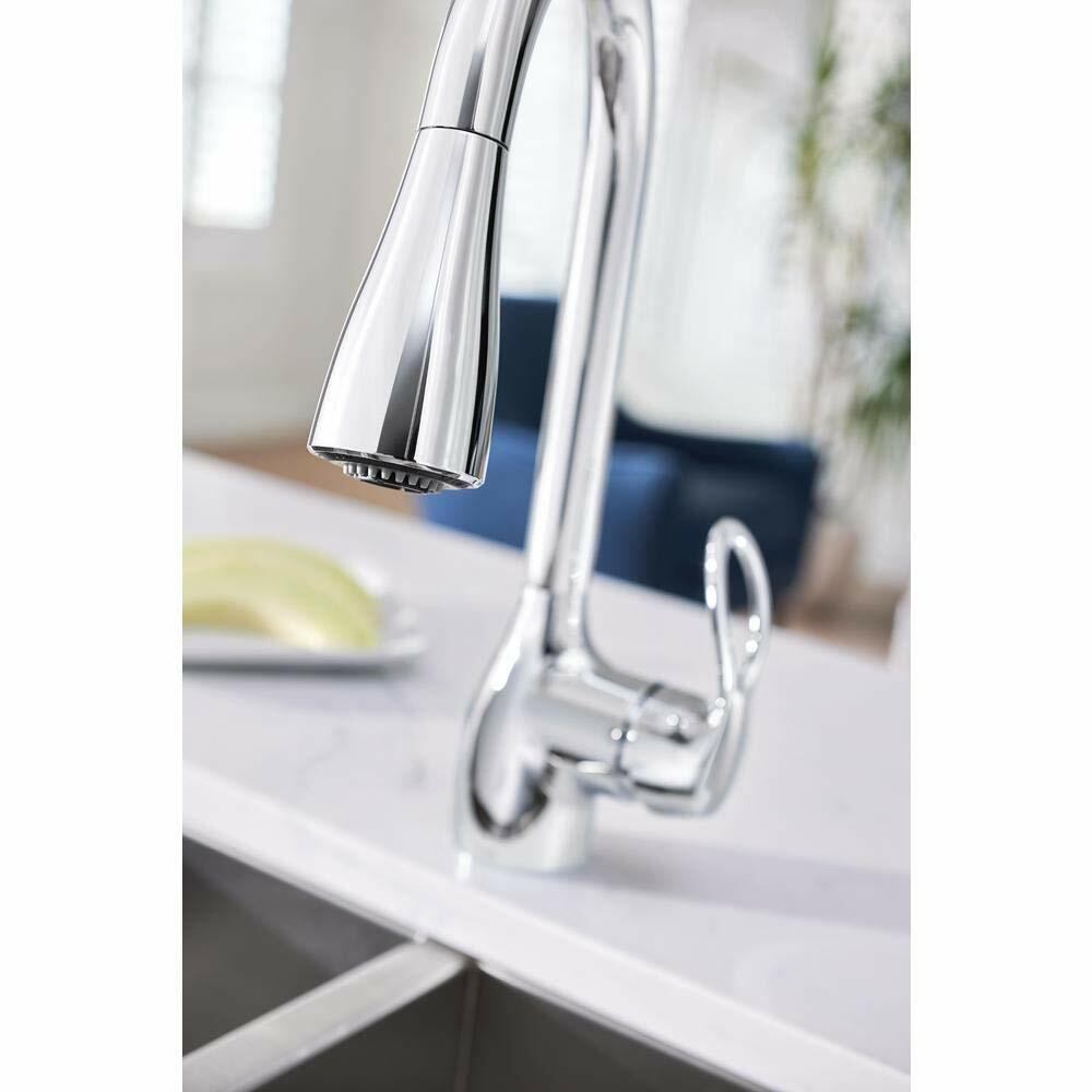 Moen CA87011 Single Handle Kitchen Faucet with Pullout Spray from the Kleo Collection (Low Lead Compliant)