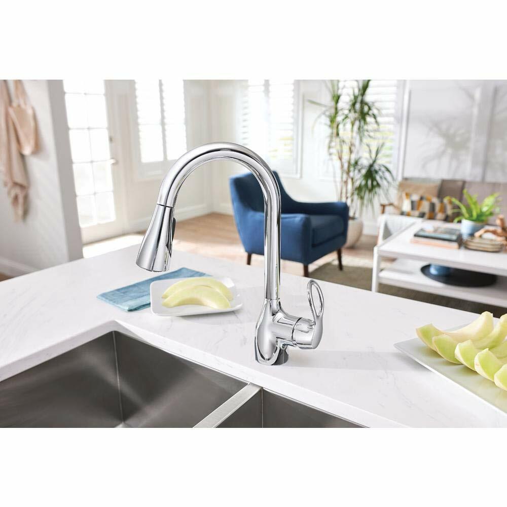 Moen CA87011 Single Handle Kitchen Faucet with Pullout Spray from the Kleo Collection (Low Lead Compliant)