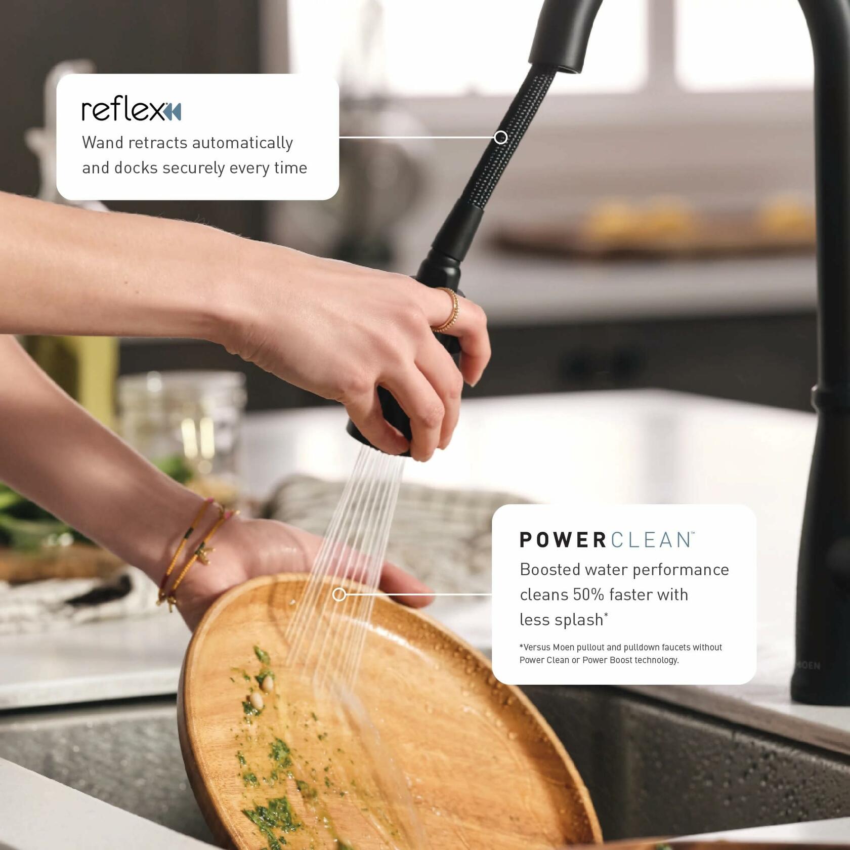 Moen Sleek Matte Black Motionsense Wave Sensor Touchless One-Handle High Arc Pulldown Modern Kitchen Faucet Featuring Power Clean, 7864EWBL