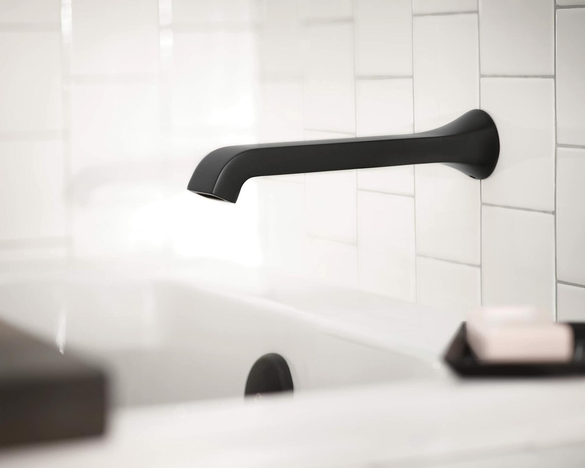 Moen WT901BL Genta LX Single Handle Wall Mount Filler High Flow Tub Faucet with 10" Spout Reach, Matte Black