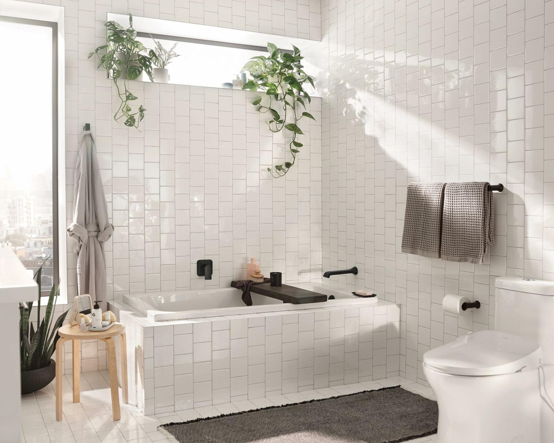 Moen WT901BL Genta LX Single Handle Wall Mount Filler High Flow Tub Faucet with 10" Spout Reach, Matte Black