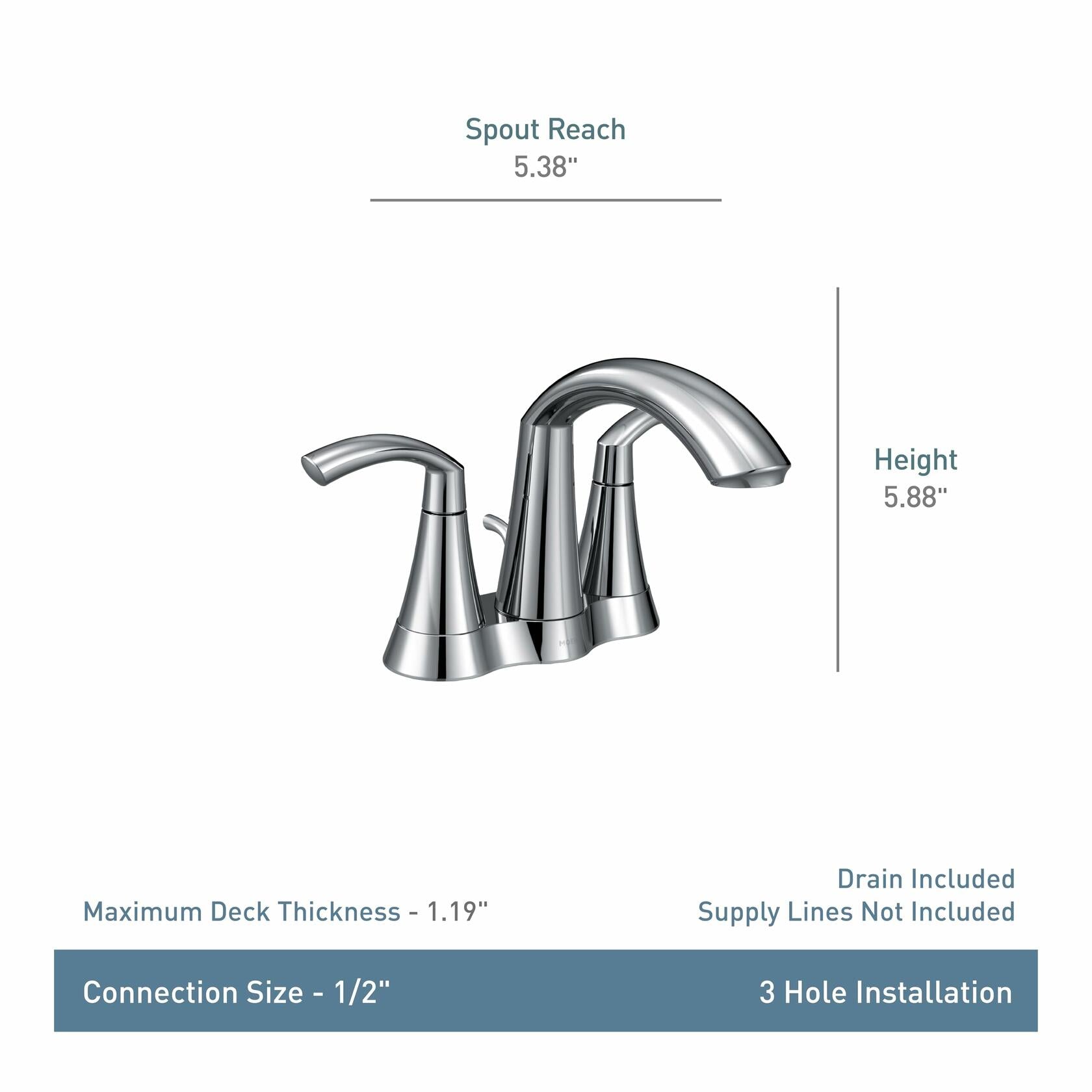 Moen 6172BL Glyde Two-Handle High Arc Centerset Bathroom Faucet, Matte Black