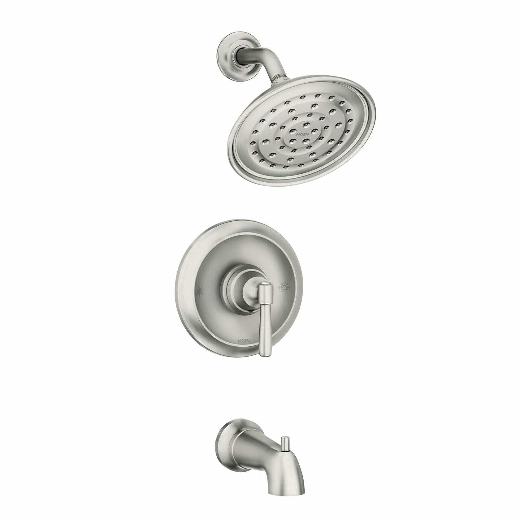 Moen Halle Spot Resist Brushed Nickel Tub and Shower Trim Kit Featuring Showerhead, Lever Handle, and Tub Spout with Posi-Temp Valve Included, 82970SRN