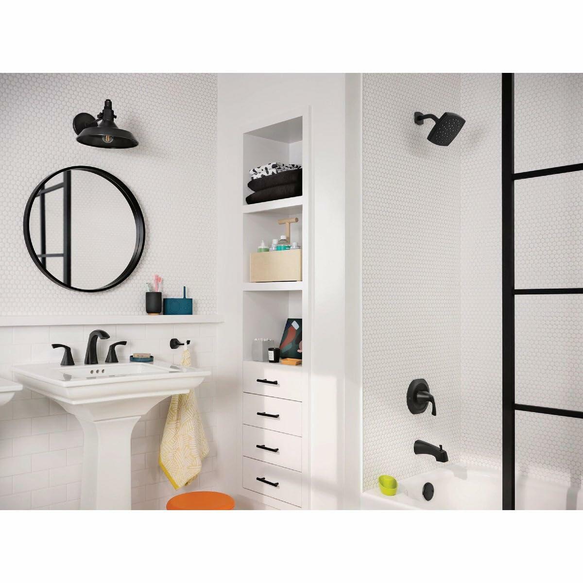 MOEN Lindor 82504BL One-Handle Bathtub and Shower Faucet in Matte Black (Valve Included)
