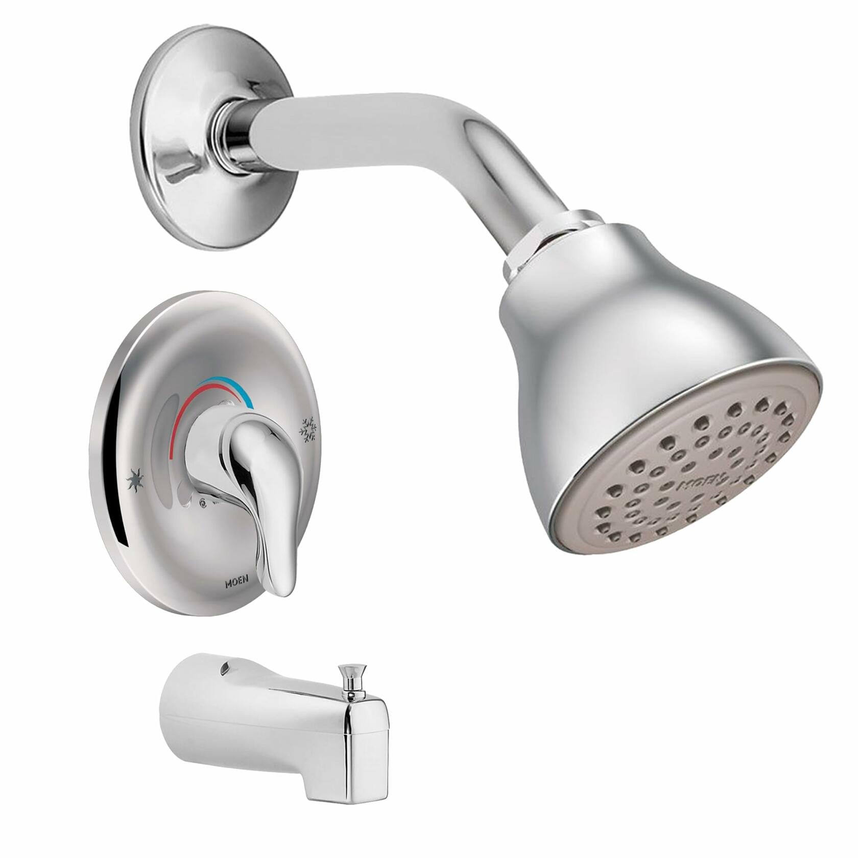 Moen Chateau Chrome Posi-Temp Bathtub Trim Kit with Shower Head, Lever Handle, and Tub Spout, Valve Required, TL183EP