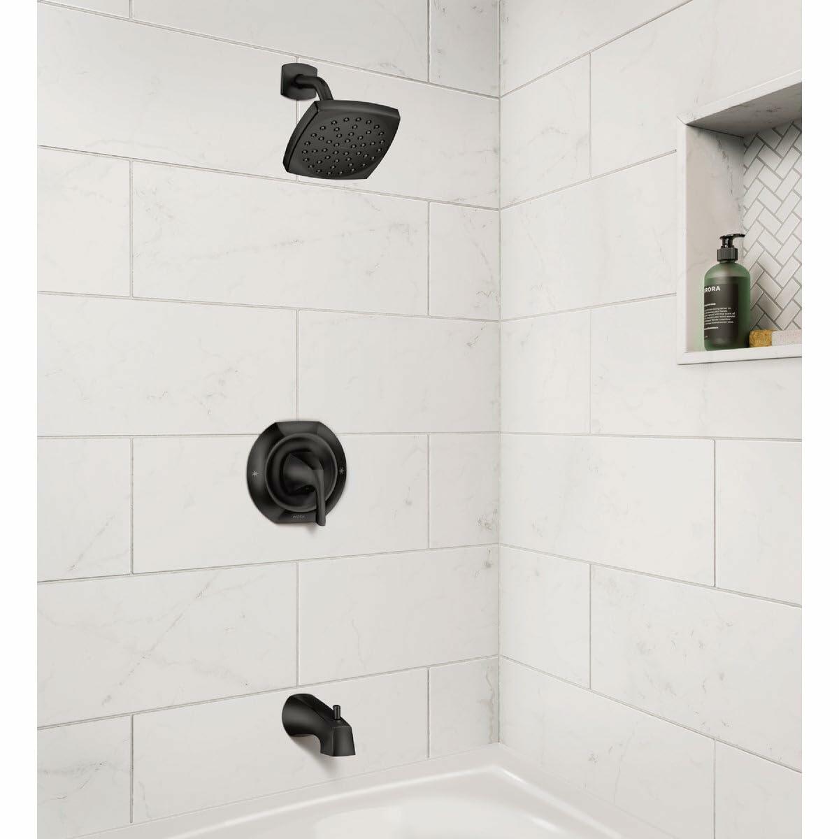 MOEN Lindor 82504BL One-Handle Bathtub and Shower Faucet in Matte Black (Valve Included)
