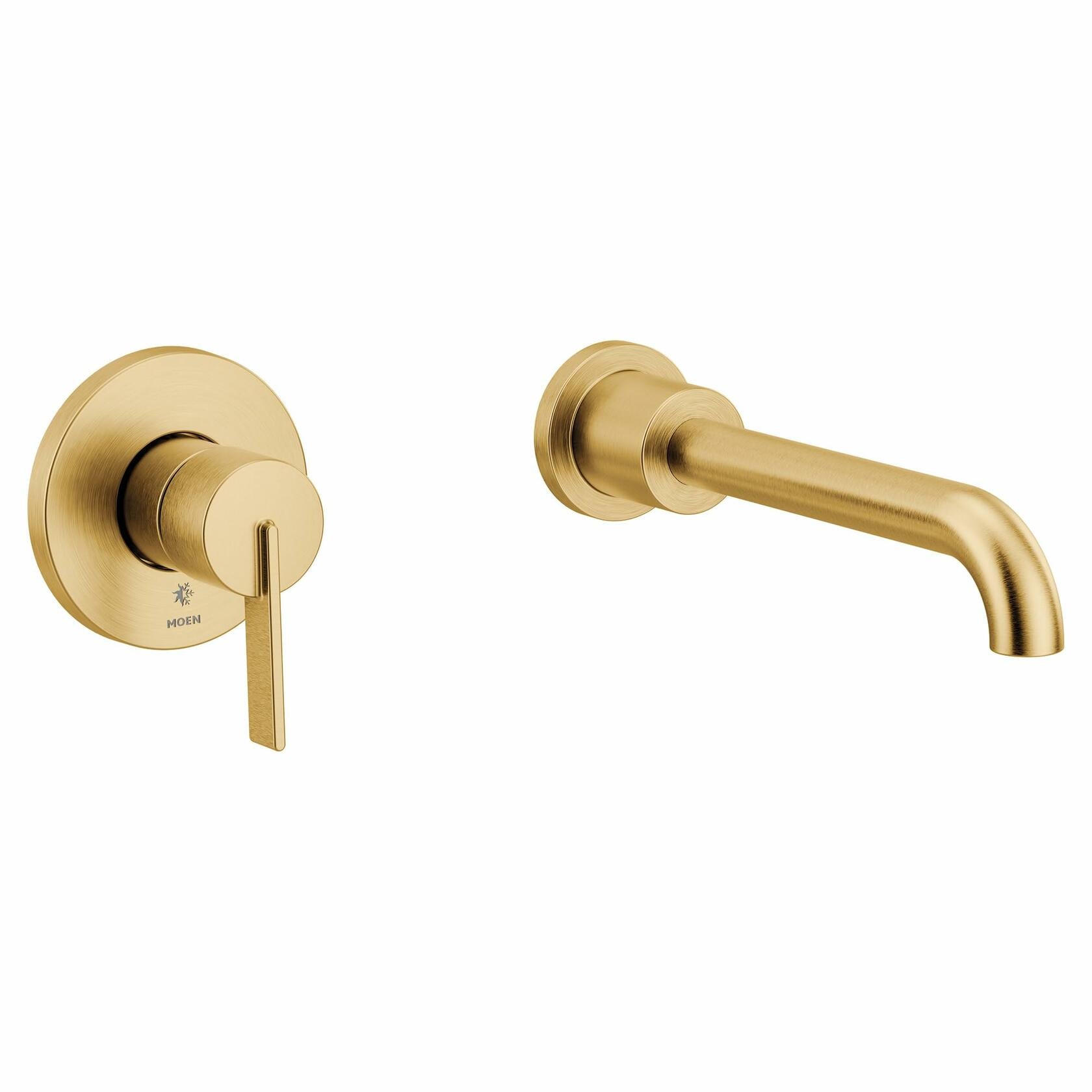 Moen Cia Brushed Gold Single Handle Wall Mount Tub Filler High Flow Tub Faucet with 10" Spout Reach, WT6221BG