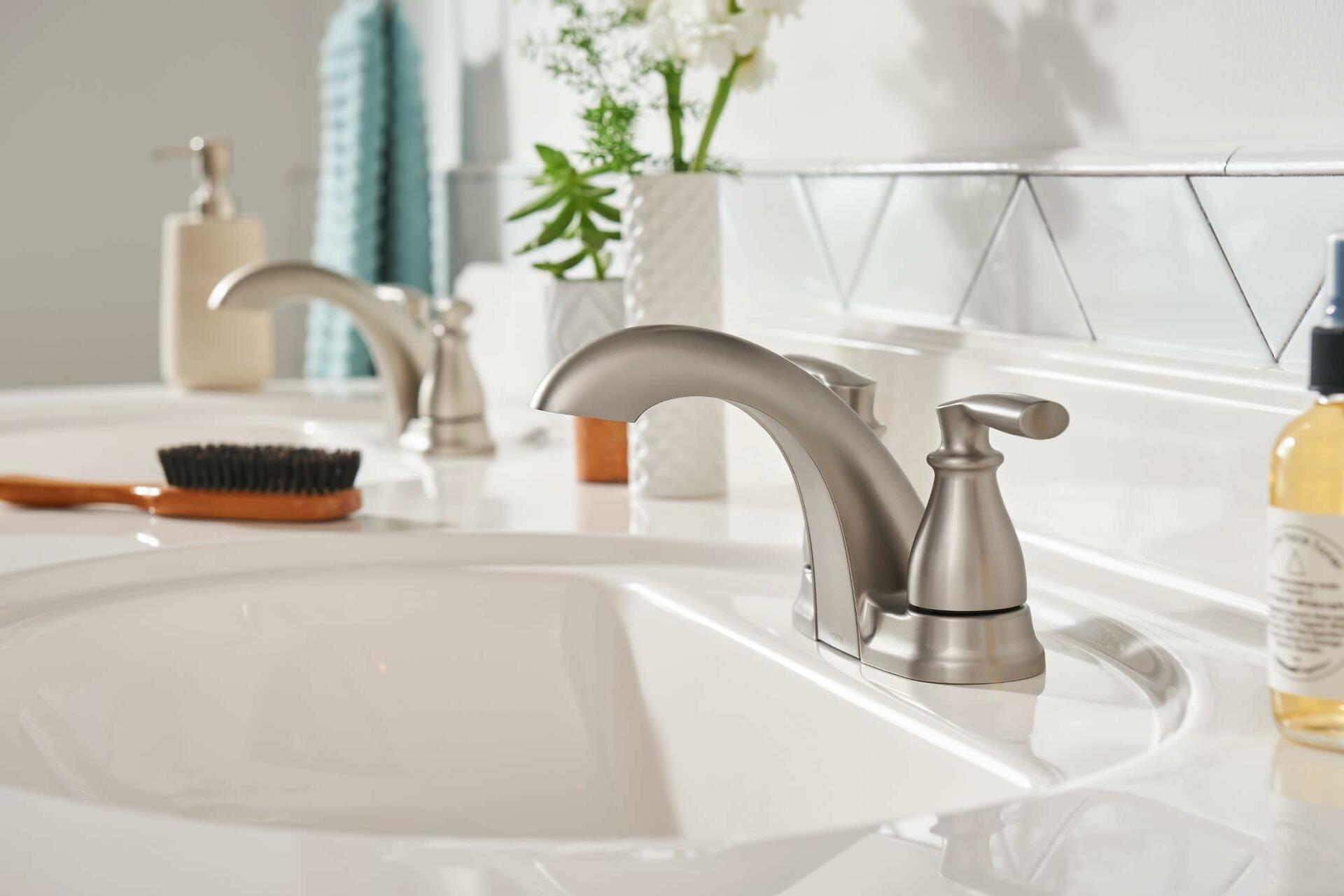 Moen Hilliard 2 Handle Centerset Lavatory Faucet - with Low Arc Spout, Mediterranean Bronze