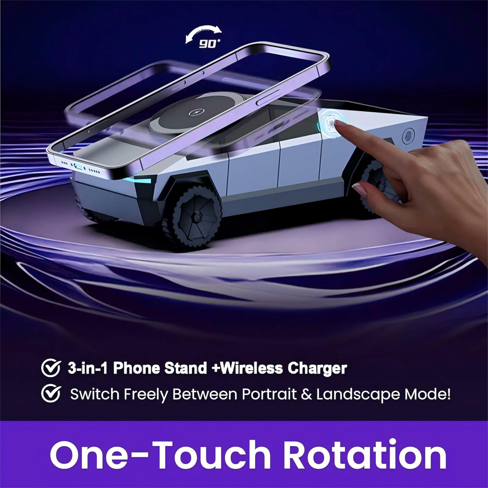Cyberdock 3 in 1 MagSafe Charging Stand for Apple Device, Rotating Magnetic Fast Wireless Charger Stand with Ambient Light for iPhone 17-12, Apple Watch, AirPod (Silver)