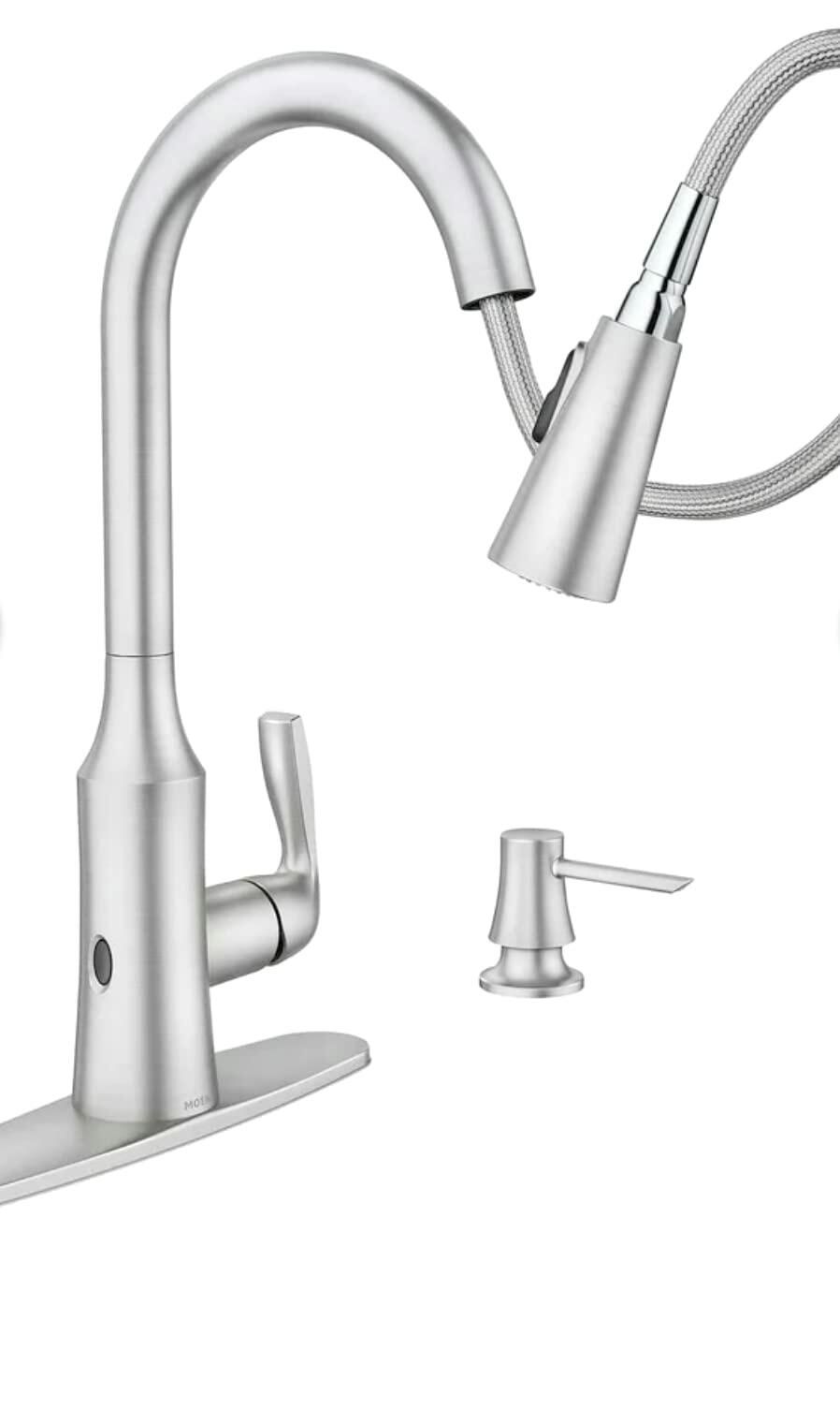 MOEN Cadia 87869EWSRS Touchless Activation Pulldown Kitchen Faucet in Spot Resist Stainless