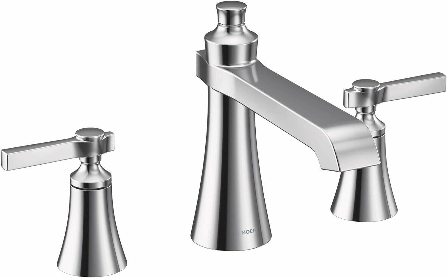 MOEN Flara TS926 2-Handle Deck Mount Lever Handle Roman Tub Faucet Trim Kit in Chrome (Valve Required)