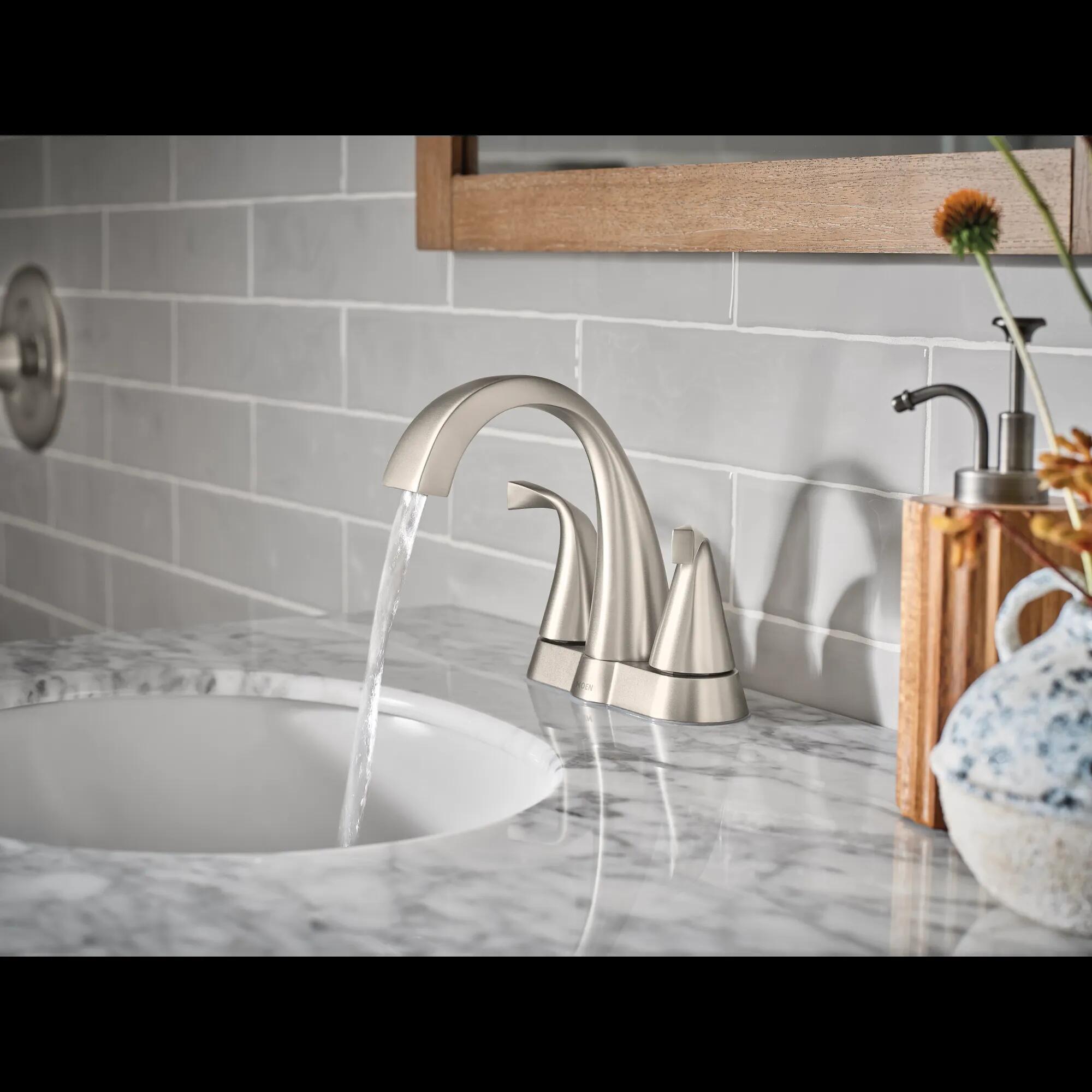 MOEN Oxby WS84660SRN 2-Handle 4-in Centerset Bathroom Sink Faucet in Spot Resist Brushed Nickel