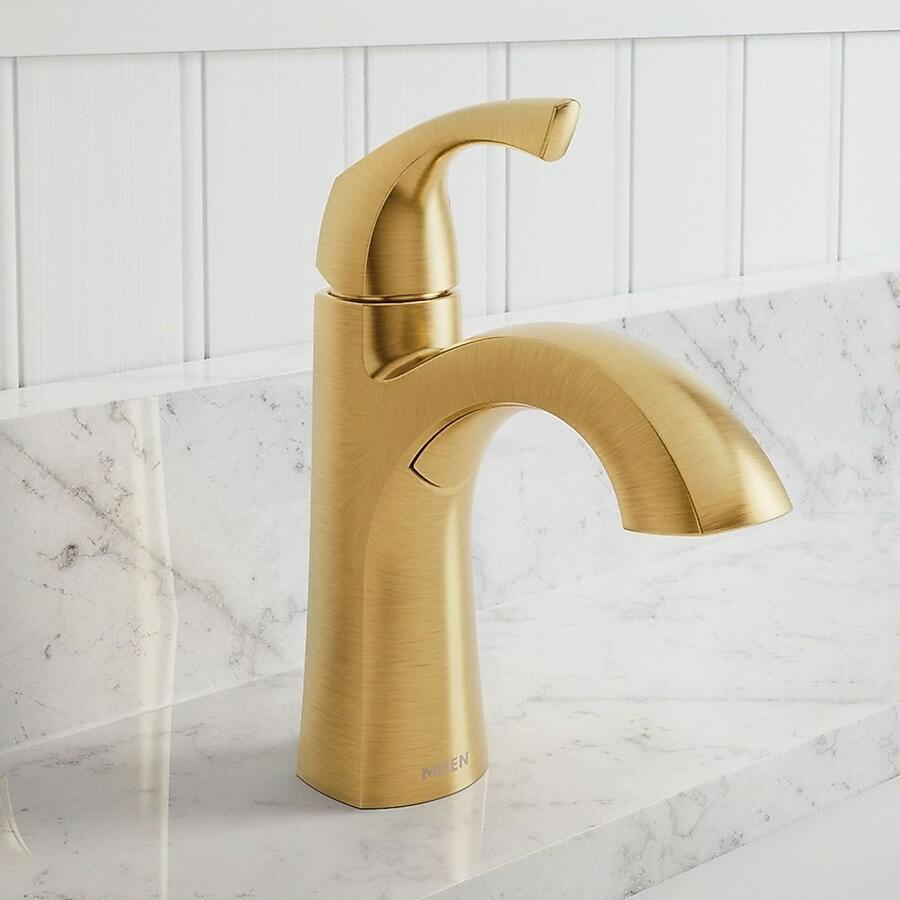 MOEN Lindor 84505BG Single Hole 1-Handle High-Arc Bathroom Sink Faucet in Brushed Gold